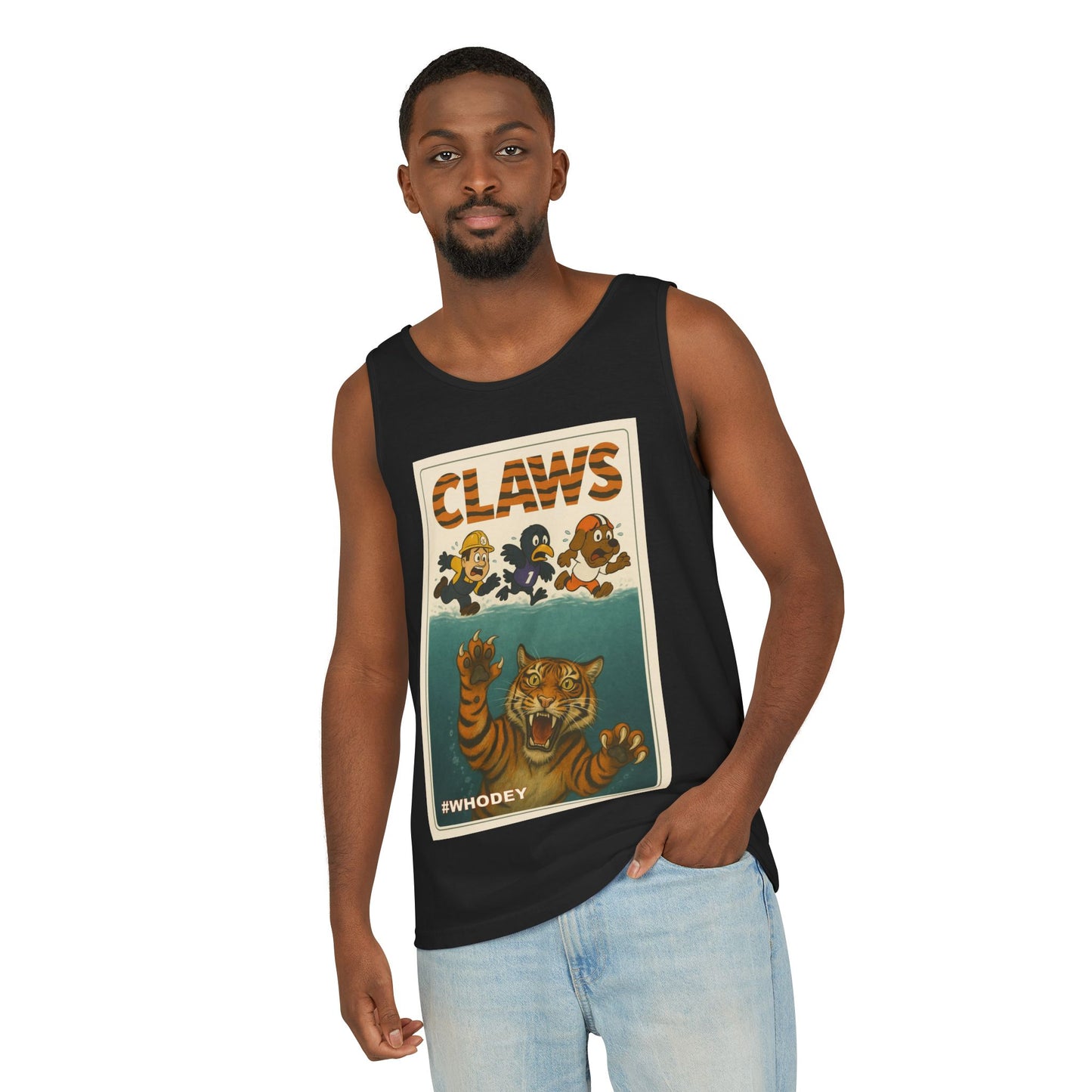 Claws Unisex Garment-Dyed Tank Top, Retro Graphic Tank, Summer Beachwear, Funny Gift for Animal Lovers, Unique Casual Wear
