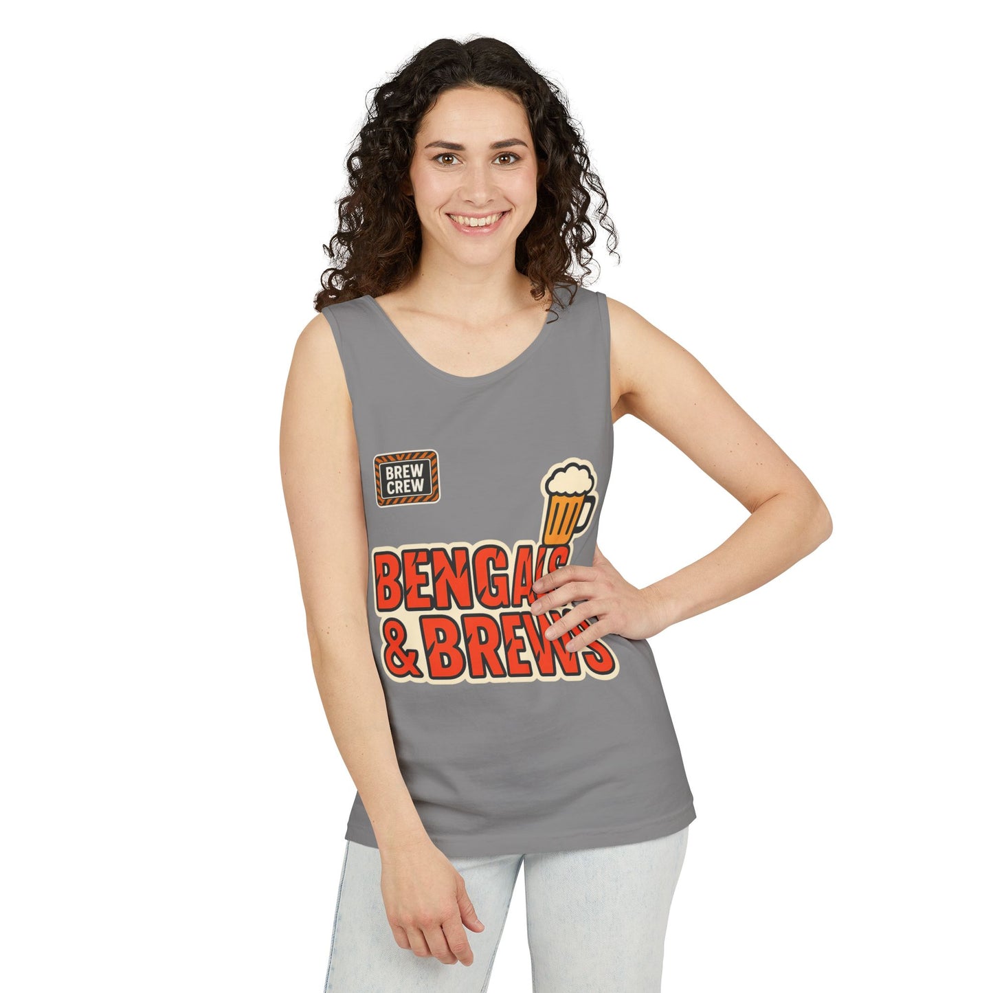 Bengals & Brews Tank Top | Unisex Garment-Dyed Sportswear, Beer Lover Gift, Game Day Apparel, Summer Party Top, Casual Wear