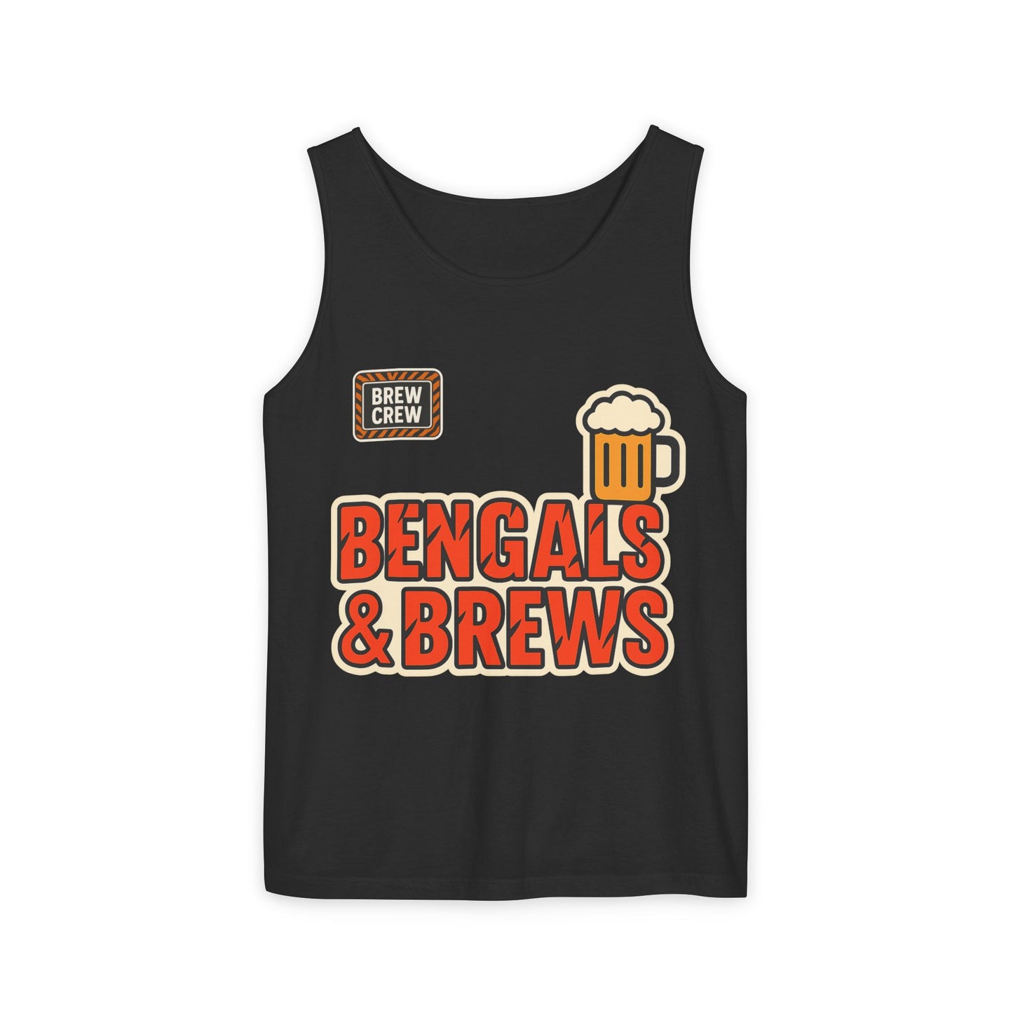 Bengals & Brews Tank Top | Unisex Garment-Dyed Sportswear, Beer Lover Gift, Game Day Apparel, Summer Party Top, Casual Wear
