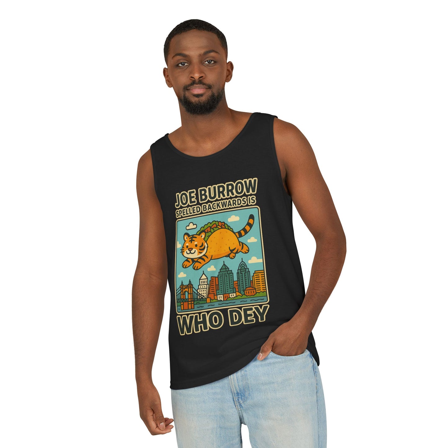 Taco Joe Sports Tank Top - Joe Burrow Who Dey Cat Design, Unisex Casual Wear, Game Day Outfit, Gift for Fans