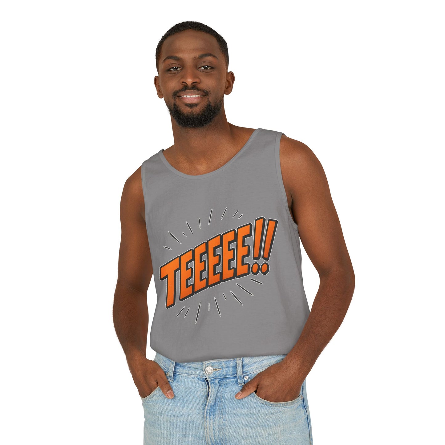 - TEEEE!! -Fun Graphic Tank Top Summer Essential, Unisex Apparel, Beachwear, Gift Idea, Festival Outfit