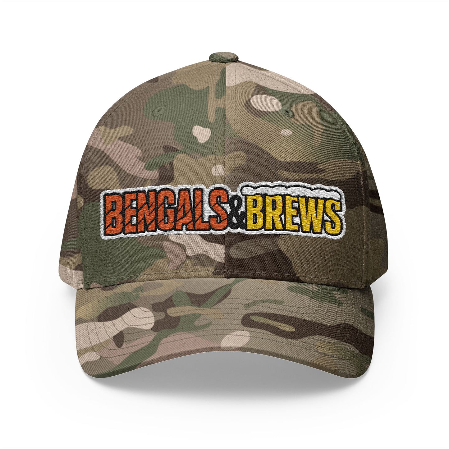 Embroidered Bengals and Brews Podcast Flex Fit Hat