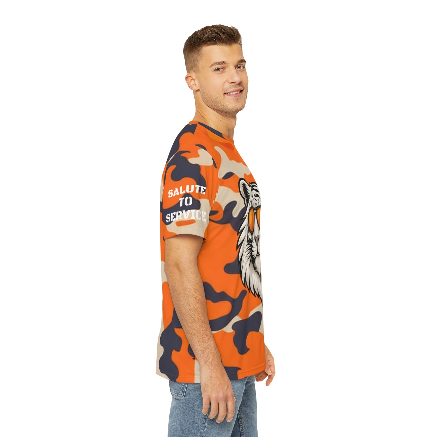 Salute to Service Orange Camo Tiger Polyester Tee - Bold & Trendy Casual Wear