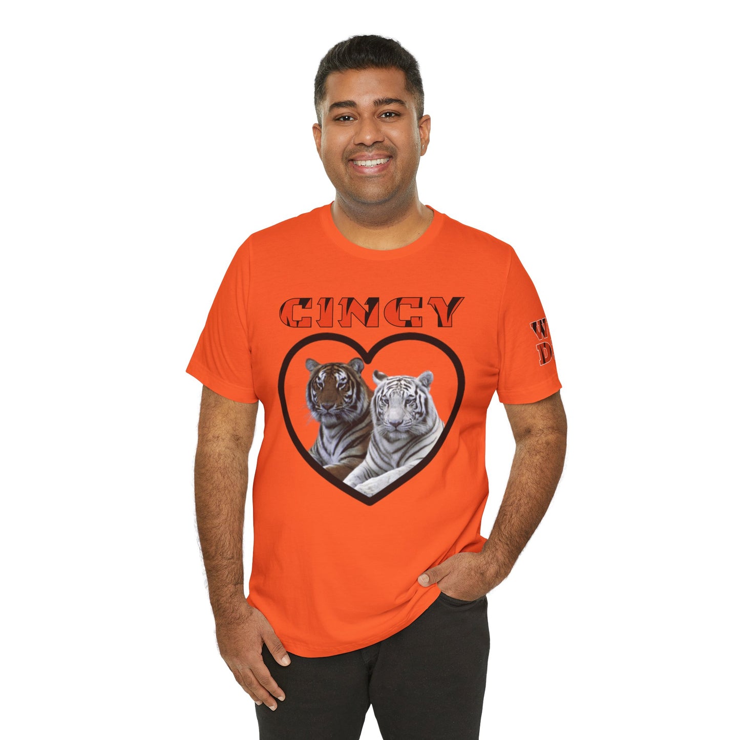 Cincy Cat Lover Unisex Tee - Bold Orange Animal Print Shirt
