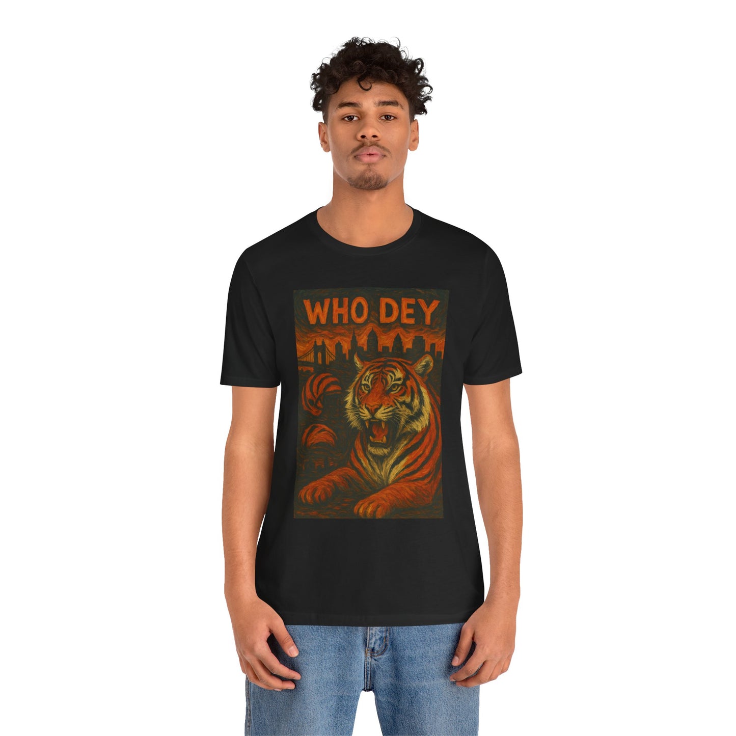 VanGogh style Tiger Graphic Tee – Who Dey, Unisex T-Shirt