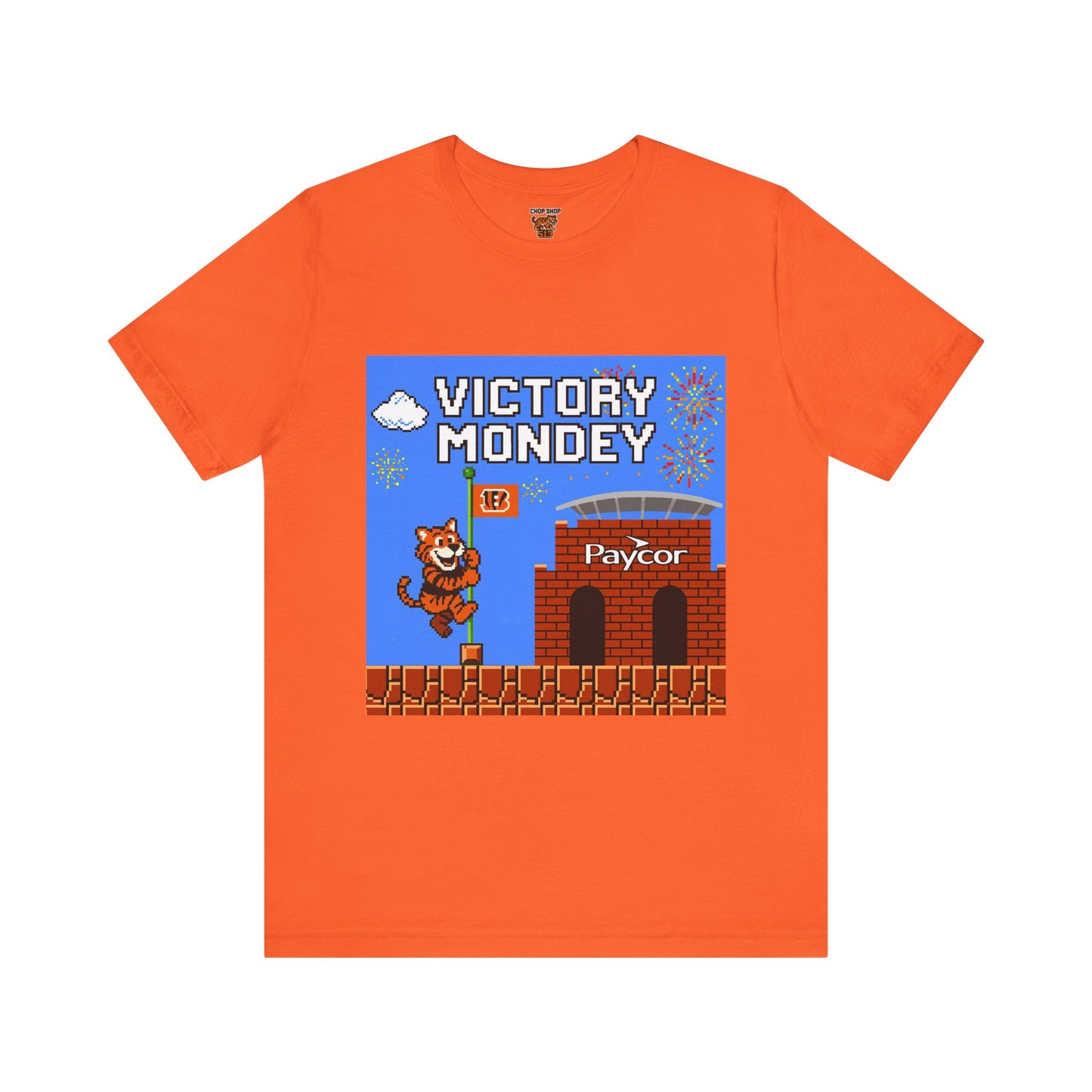 Victory Monday Tee, Unisex Tee for Football Fans, Gamer Gift, Sports Day Shirt, Fun Casual Wear, Orange Graphic T-Shirt
