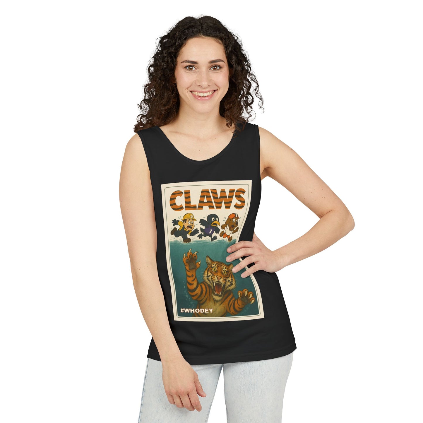 Claws Unisex Garment-Dyed Tank Top, Retro Graphic Tank, Summer Beachwear, Funny Gift for Animal Lovers, Unique Casual Wear