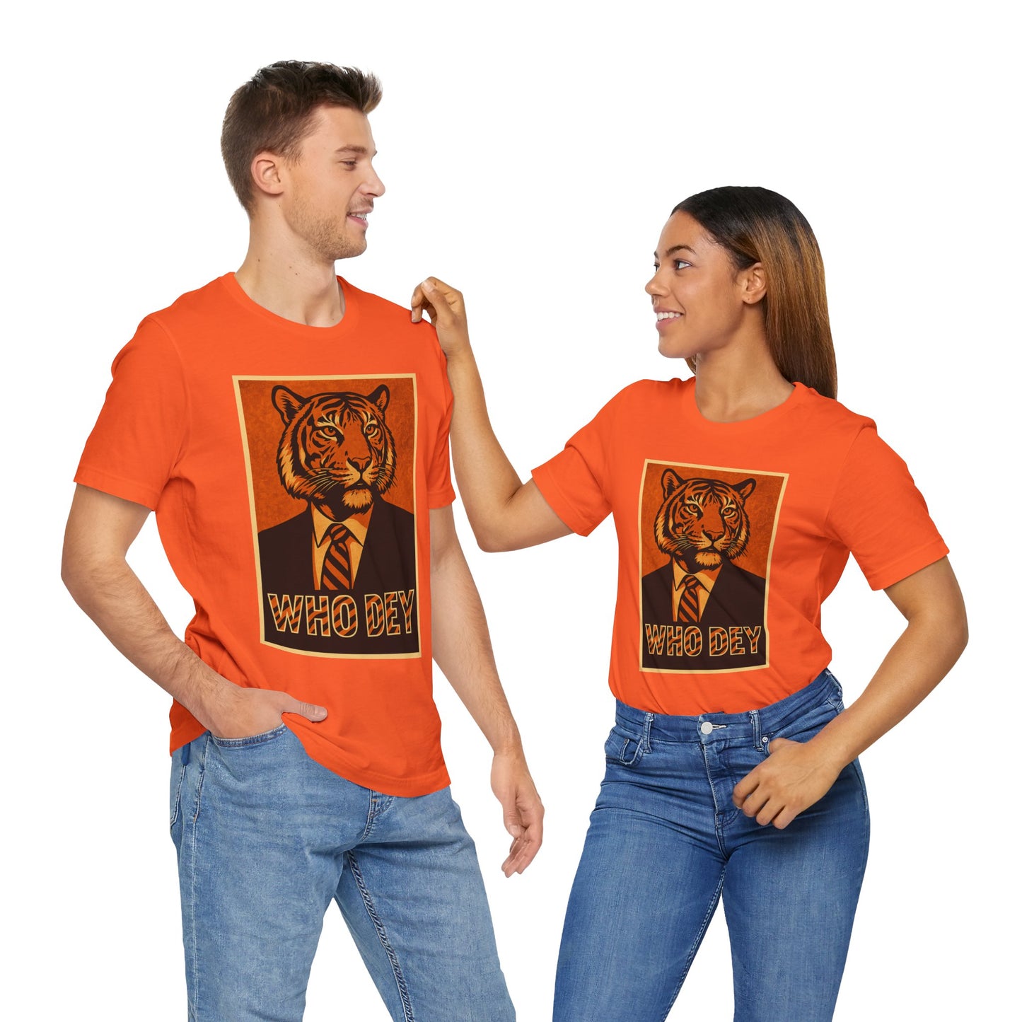 HopeTiger Graphic Tee for Game Day, Casual Wear, Statement Shirt, Unisex Orange Top, Gift for Sports Fans, Who Dey Tee