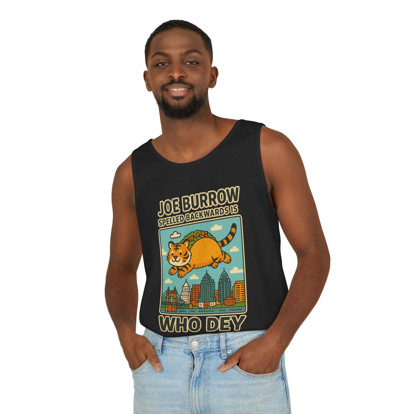 Taco Joe Sports Tank Top - Joe Burrow Who Dey Cat Design, Unisex Casual Wear, Game Day Outfit, Gift for Fans