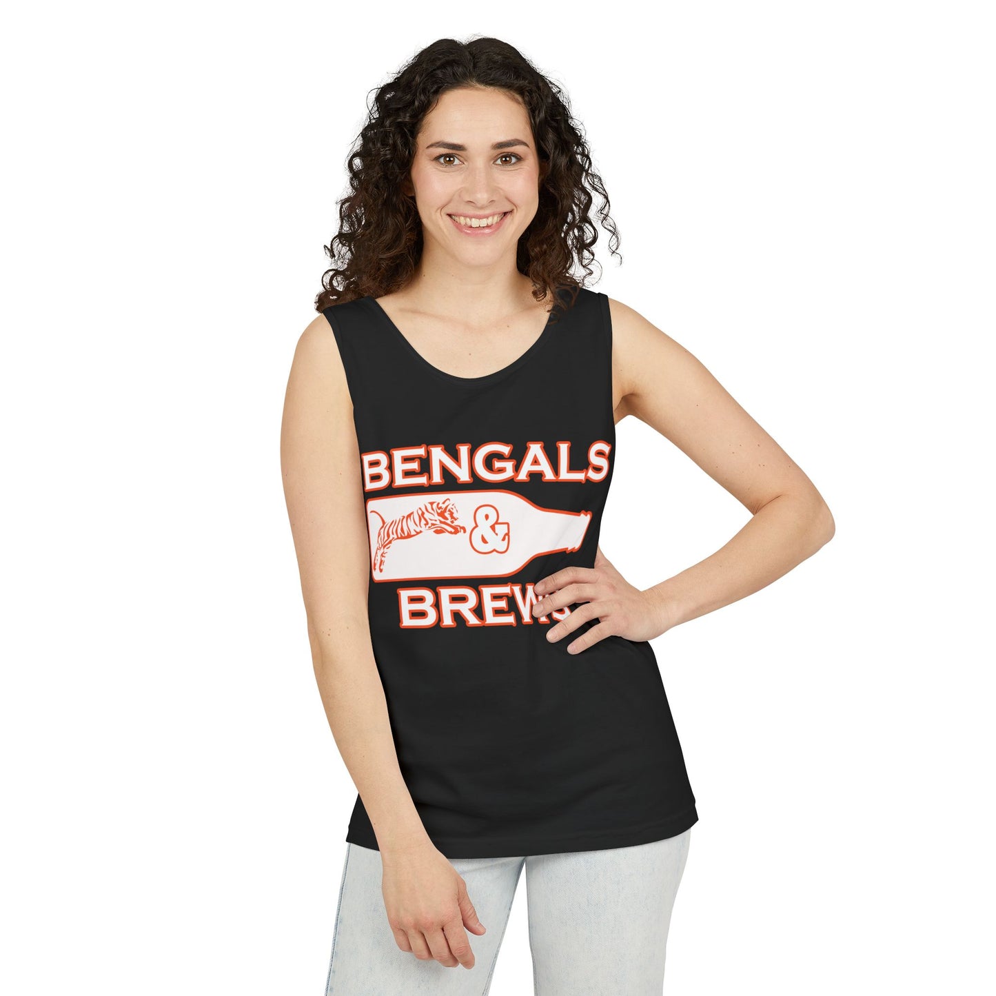 Bengals & Brews Tank Top, Unisex Sleeveless Shirt, Sports Fan Apparel, Game Day Wear, Summer Beach Top, College Party Outfit