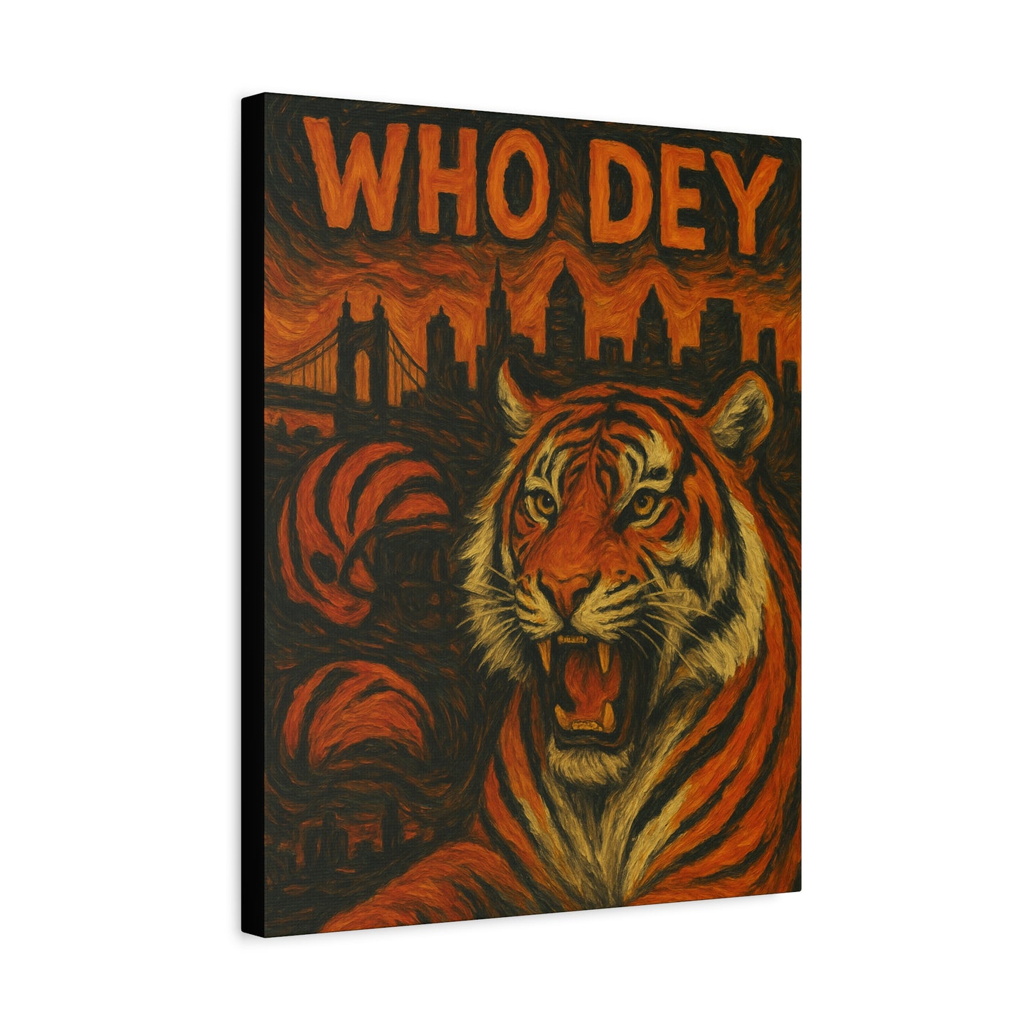 WhoDey Tiger Art Canvas Print, Urban Decor, Animal Wall Art, Home Office Decor, Gift for Animal Lovers