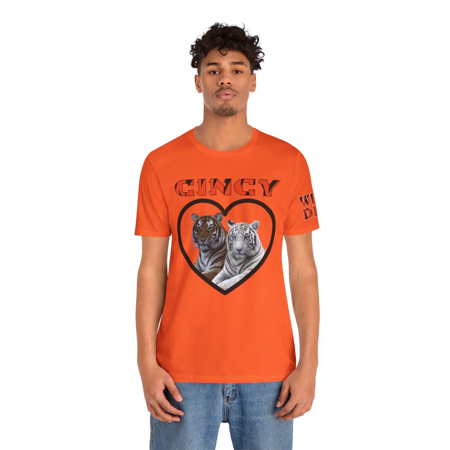 Cincy Cat Lover Unisex Tee - Bold Orange Animal Print Shirt