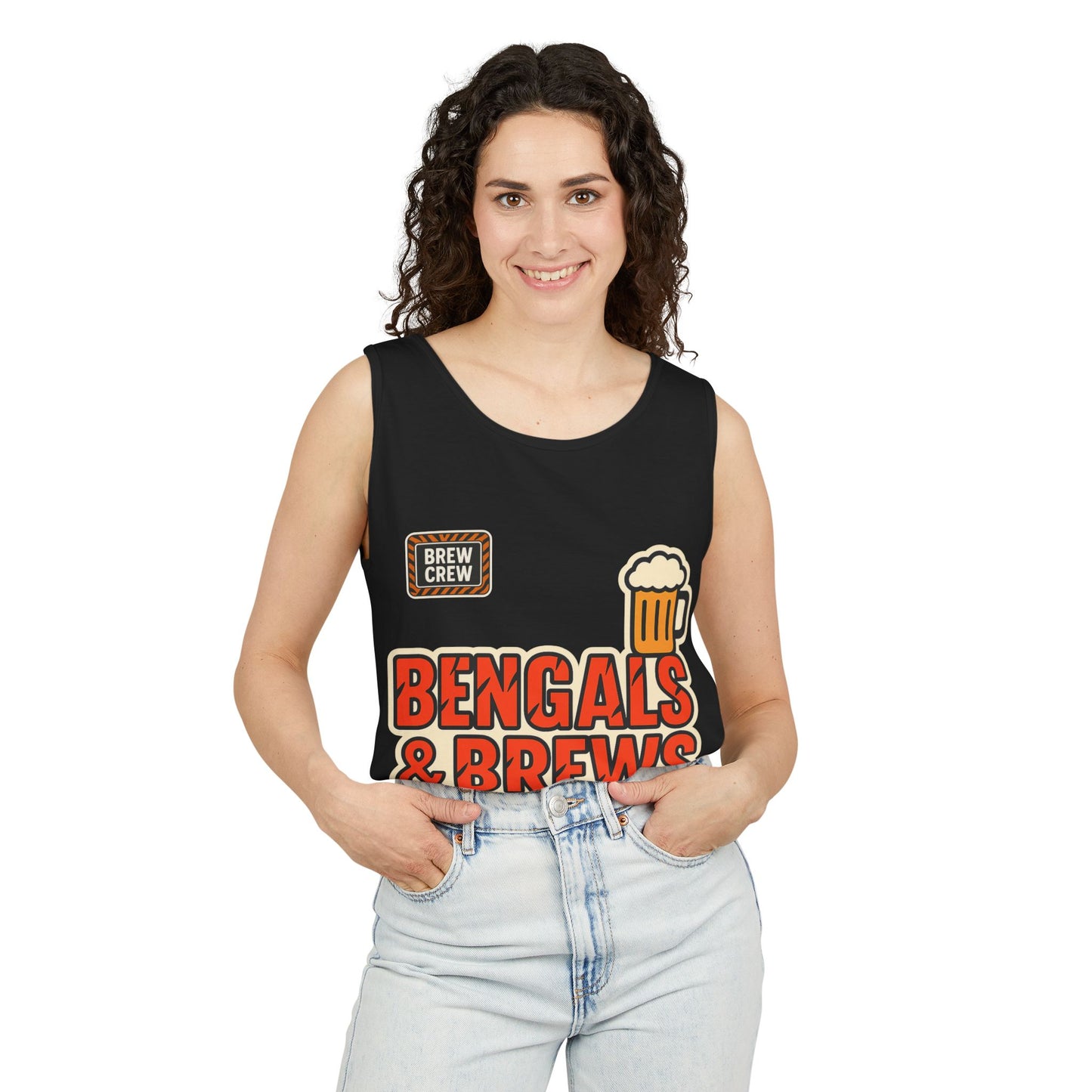 Bengals & Brews Tank Top | Unisex Garment-Dyed Sportswear, Beer Lover Gift, Game Day Apparel, Summer Party Top, Casual Wear