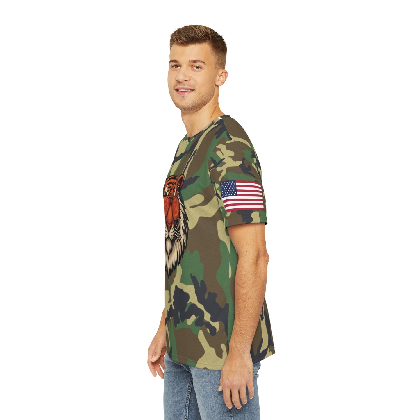 Salute to Service Cool Tiger Camo Tee - Stylish Casual Wear with American Flag