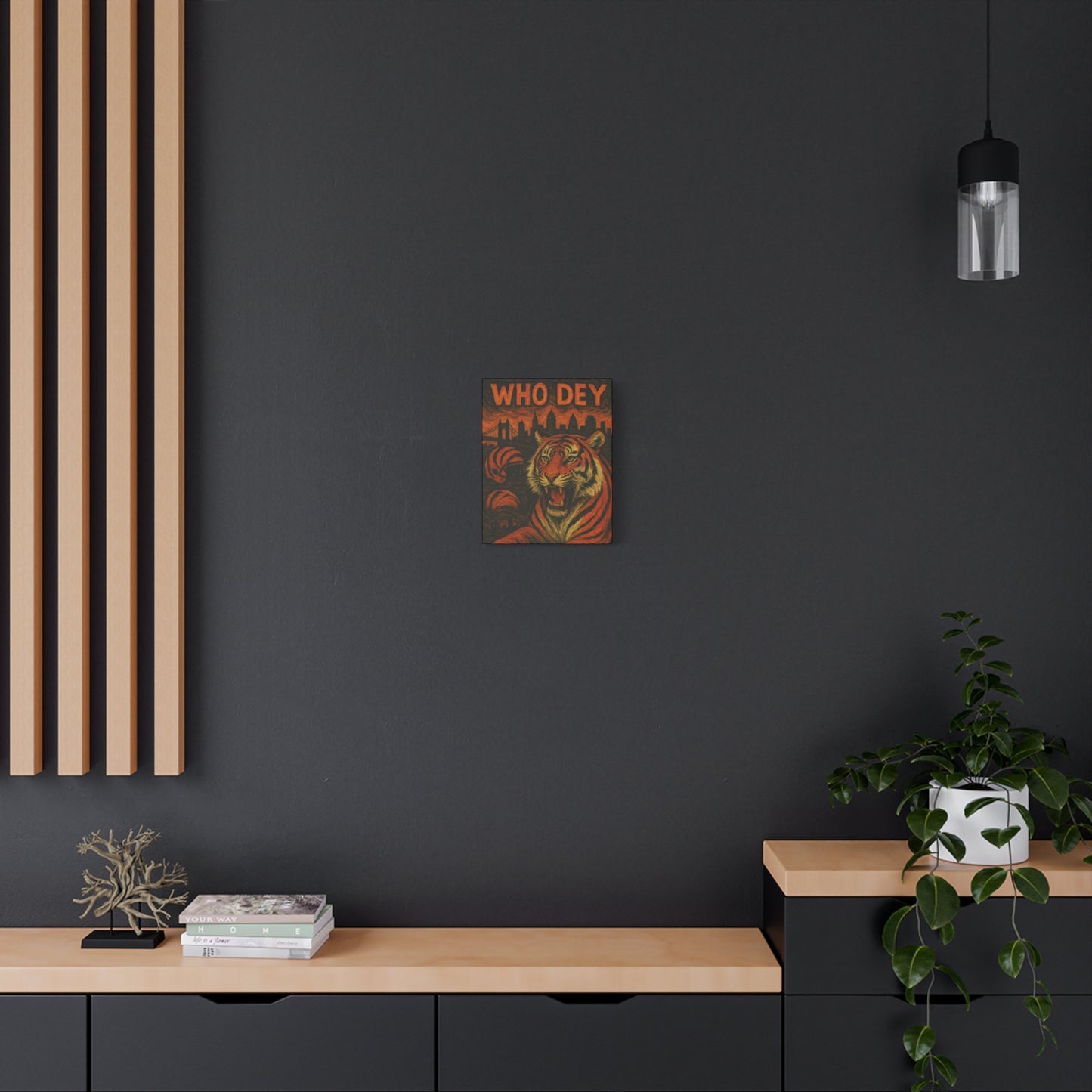 WhoDey Tiger Art Canvas Print, Urban Decor, Animal Wall Art, Home Office Decor, Gift for Animal Lovers