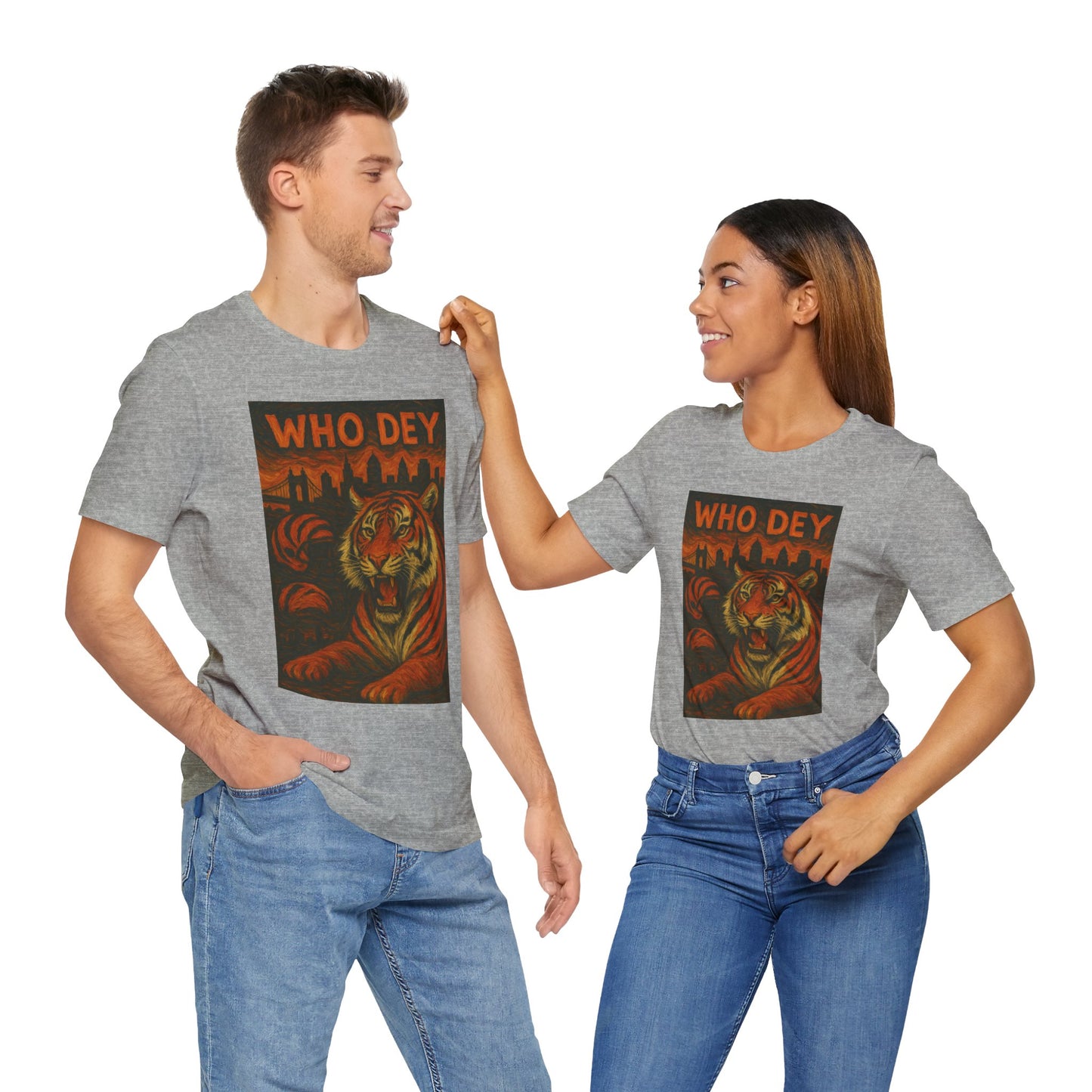 VanGogh style Tiger Graphic Tee – Who Dey, Unisex T-Shirt