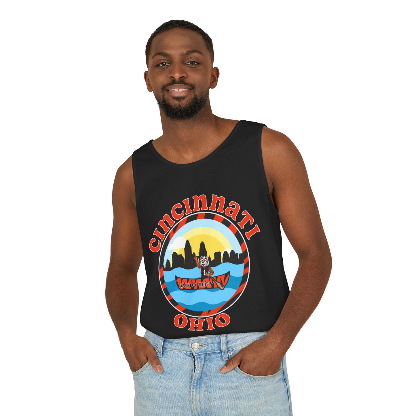 Cincinnati Ohio Unisex Tank Top, Casual Summer Wear, Gift for Travelers, Vacation Outfit, Relaxed Fit T-shirt, Vintage Aesthetic