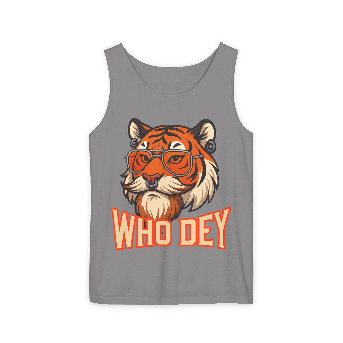 WhoDey Tiger Graphic Tank Top - Who Dey, Summer Vibes, Unisex Fashion, Festival Wear, Outdoor Activities, Gift Idea
