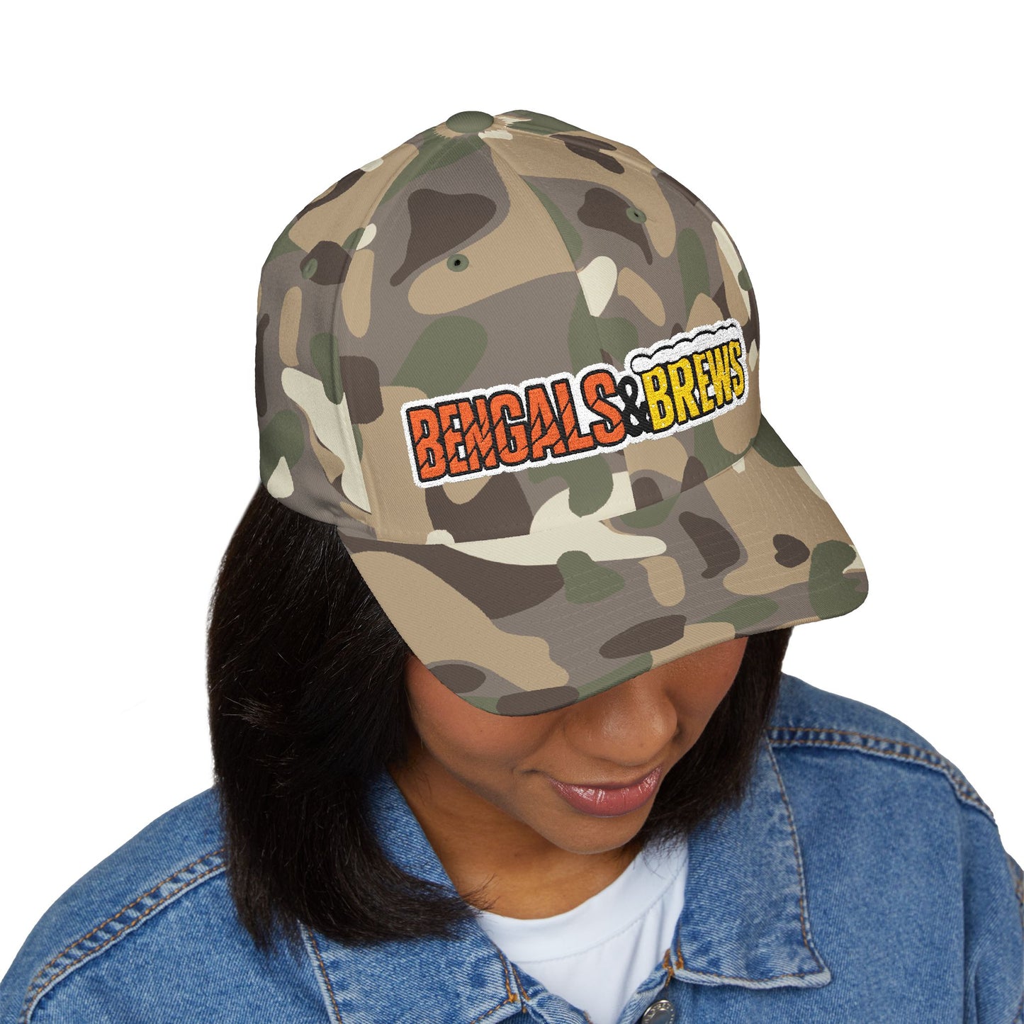 Embroidered Bengals and Brews Podcast Flex Fit Hat