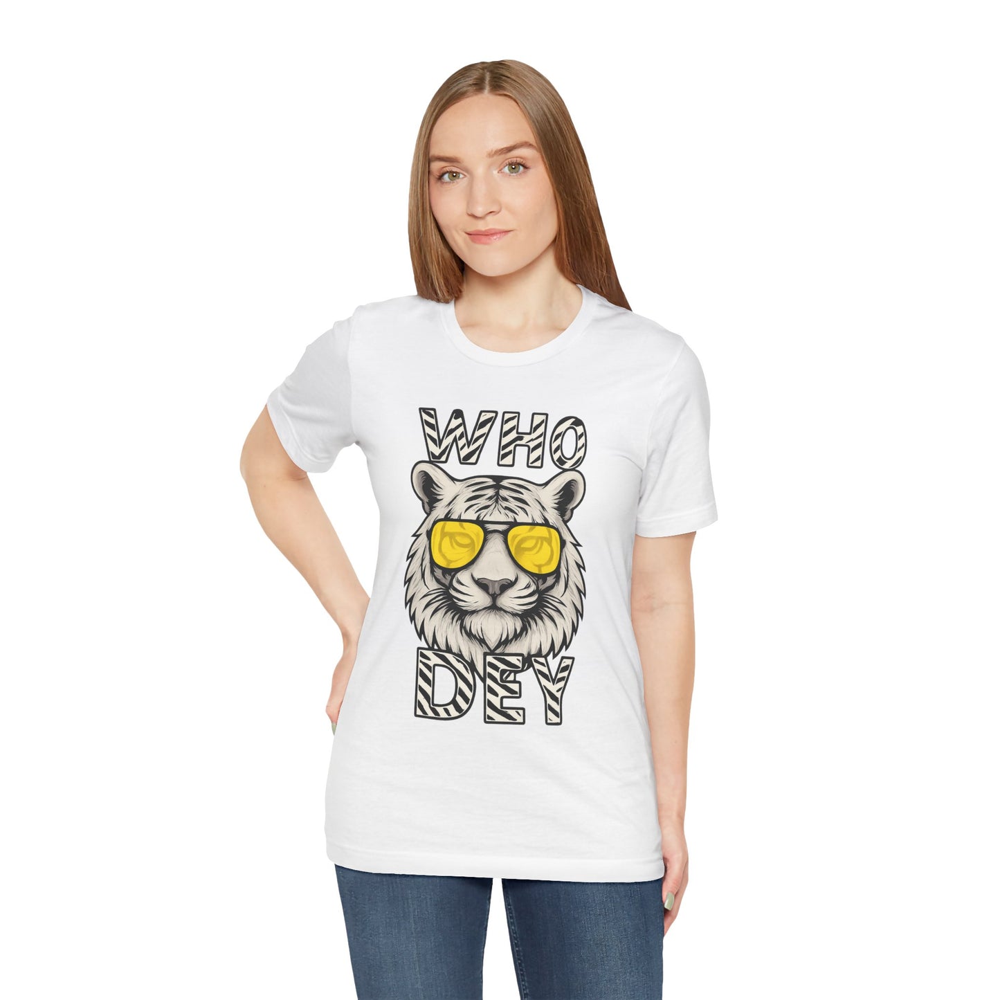 WhiteOut Bengal Tiger Graphic Who Dey Tee