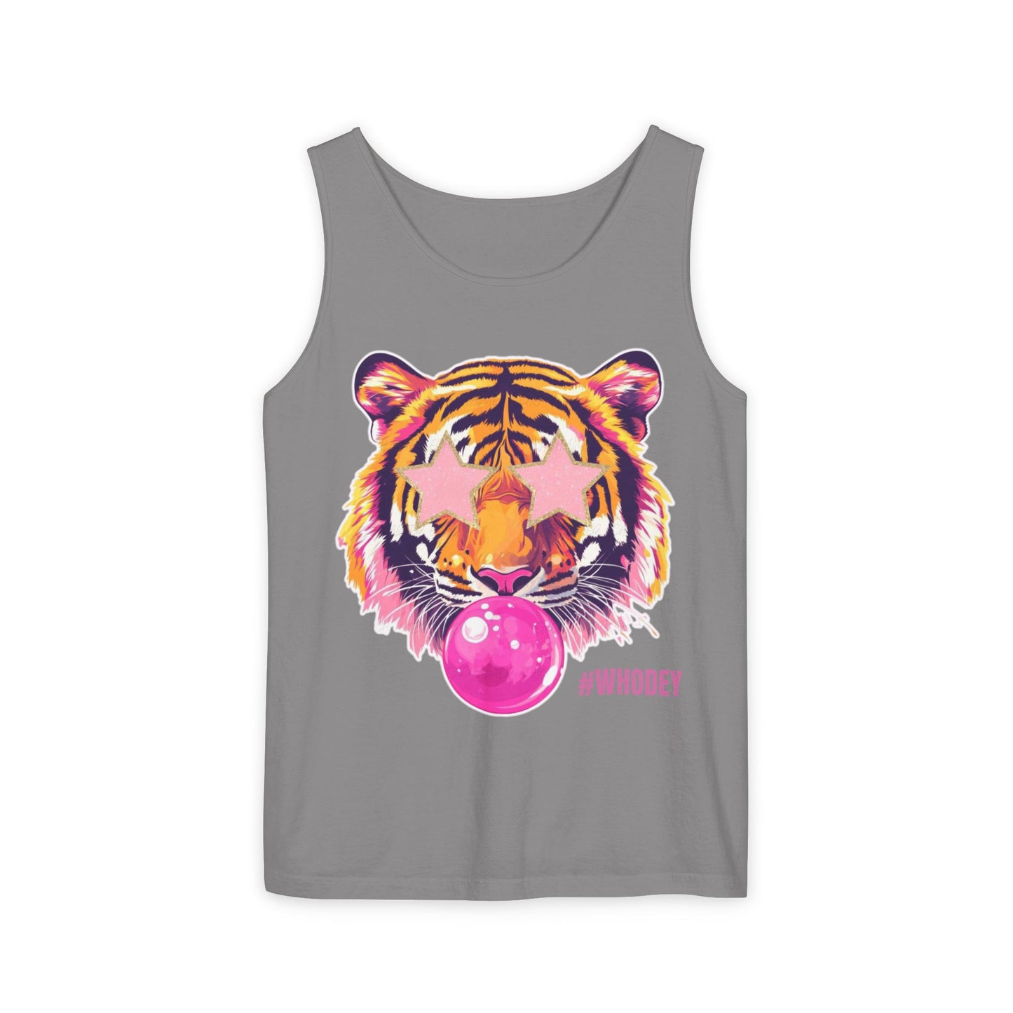 Star eye Bubble blowing Tiger Graphic Tank Top - Unisex Summer Wear, Casual Tee, Festival Attire, Beach Outfit, Gift for Animal Lovers
