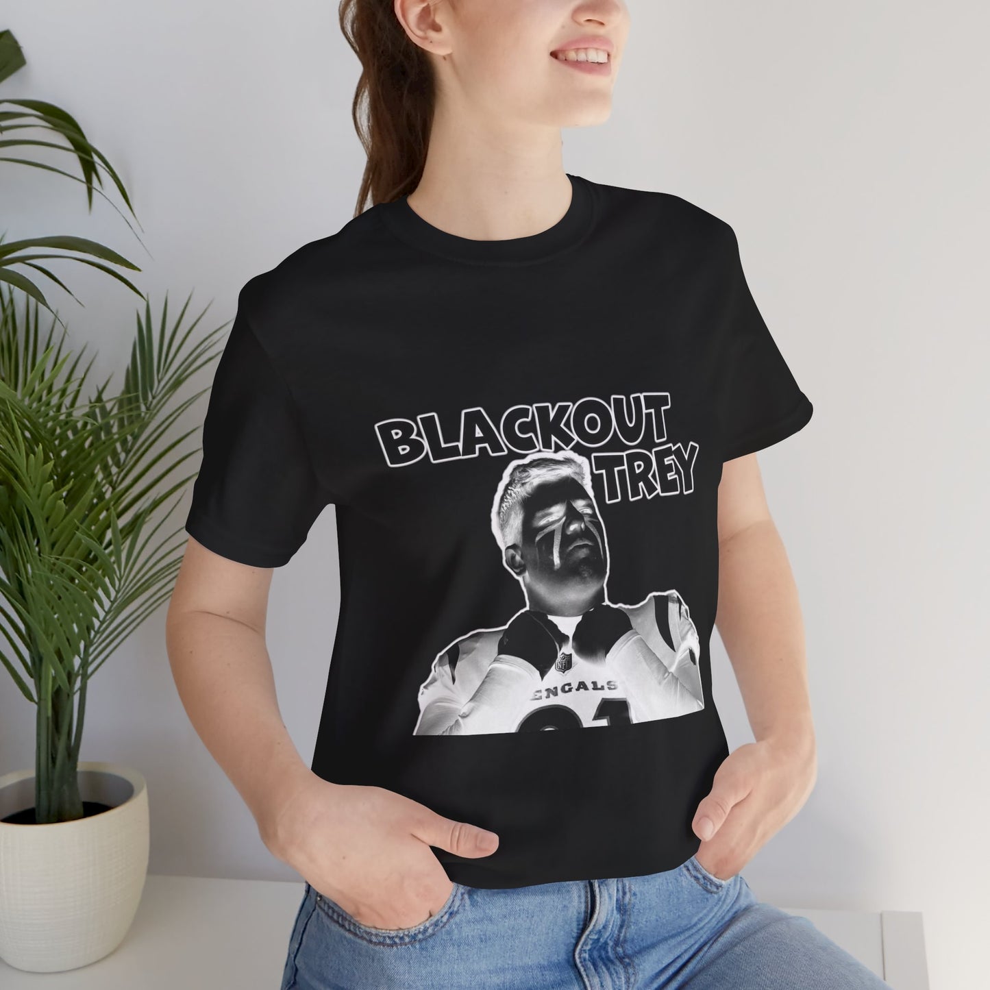 Blackout Trey Unisex Tee - Casual Graphic Shirt for Sports Fans