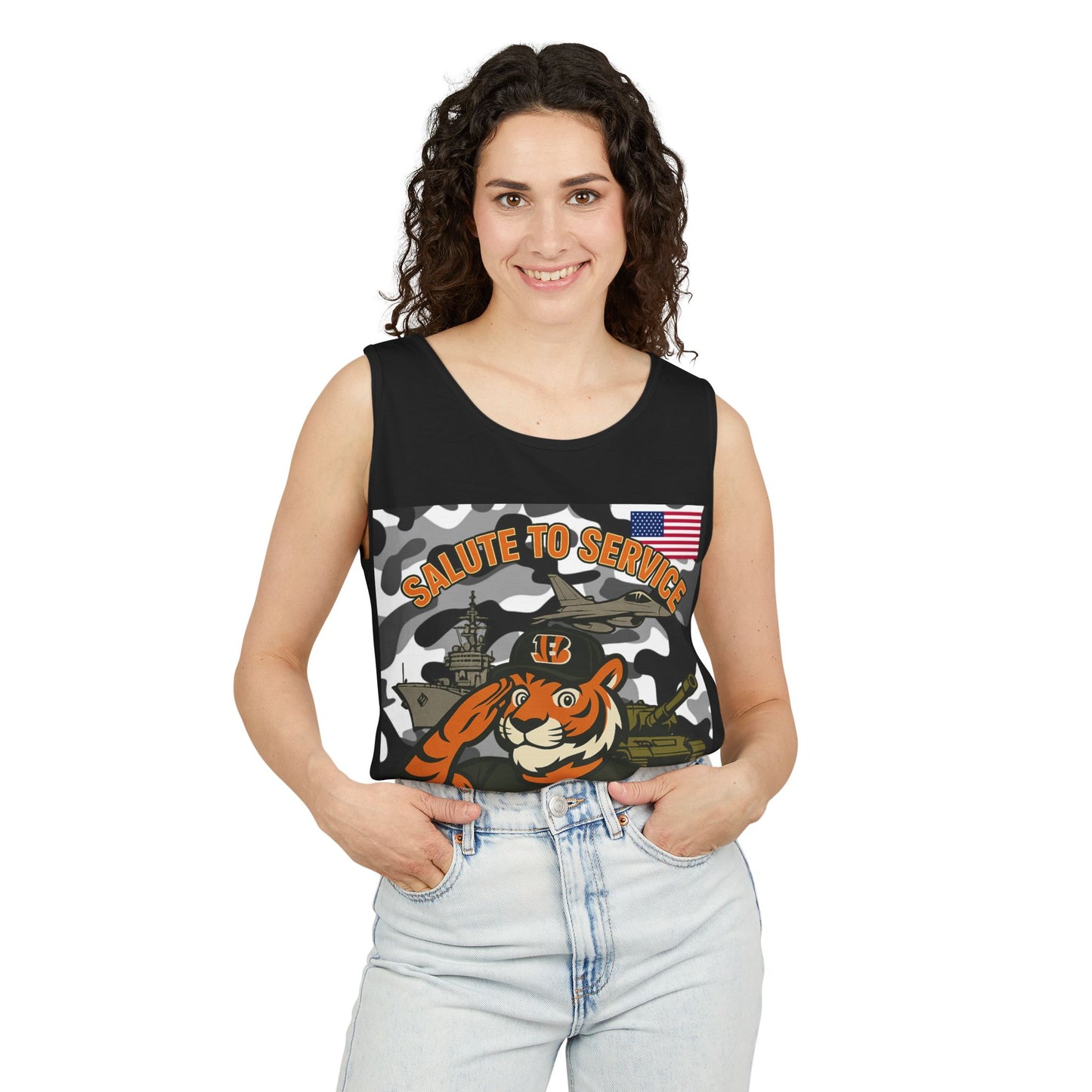 Salute to Service Tank Top - Military Tribute Apparel, Unisex Summer Wear, Sports Fan Gear, Outdoor BBQ Vintage Style
