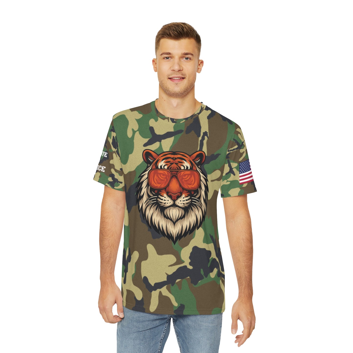 Salute to Service Cool Tiger Camo Tee - Stylish Casual Wear with American Flag