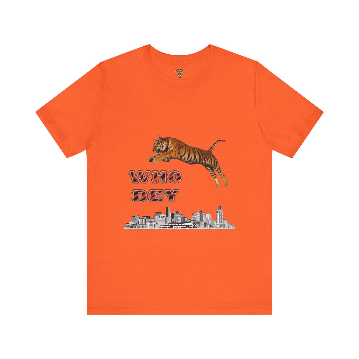 Leaping tiger over city Unisex Jersey Short Sleeve Tee