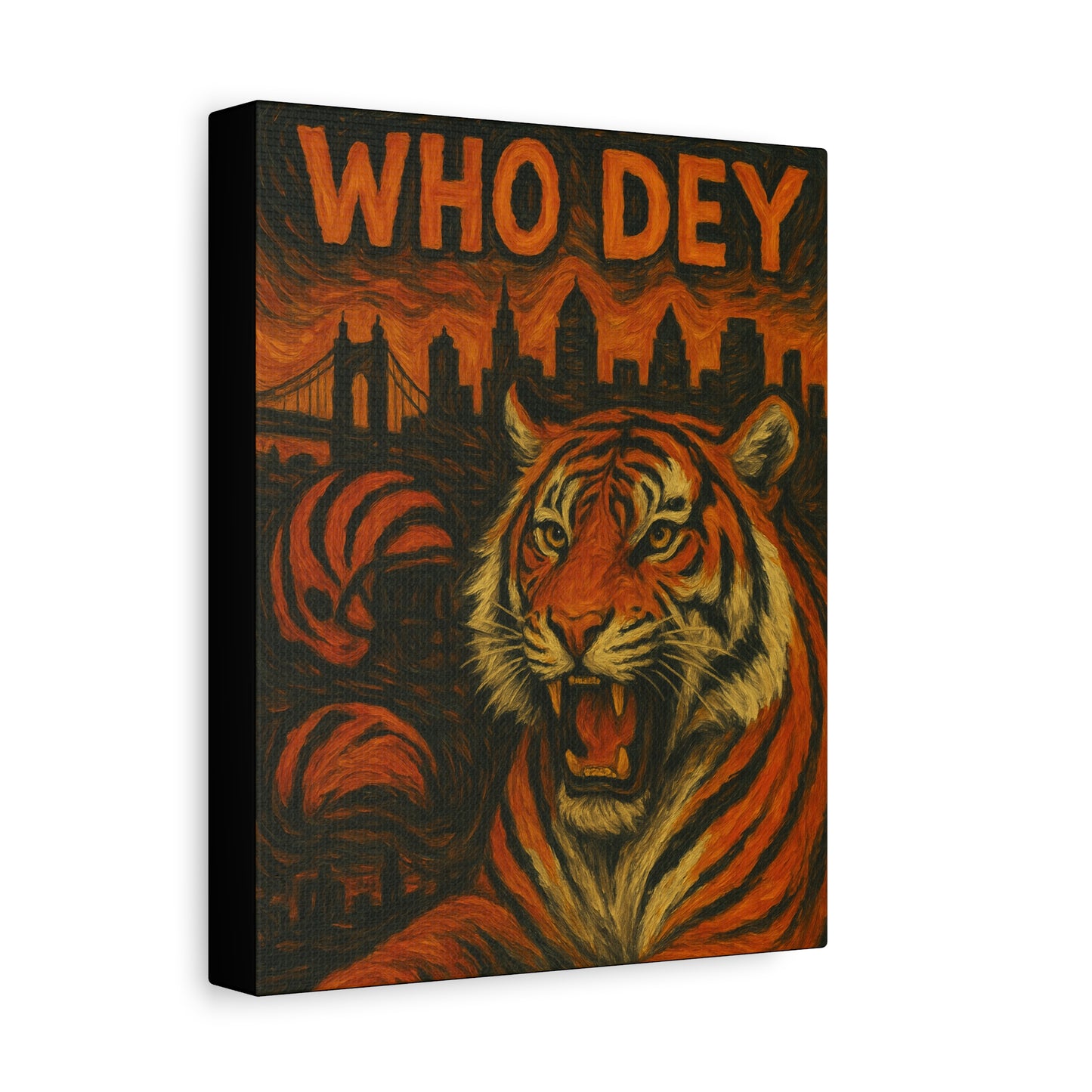 WhoDey Tiger Art Canvas Print, Urban Decor, Animal Wall Art, Home Office Decor, Gift for Animal Lovers