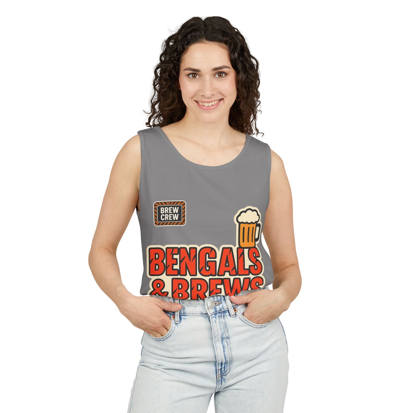 Bengals & Brews Tank Top | Unisex Garment-Dyed Sportswear, Beer Lover Gift, Game Day Apparel, Summer Party Top, Casual Wear
