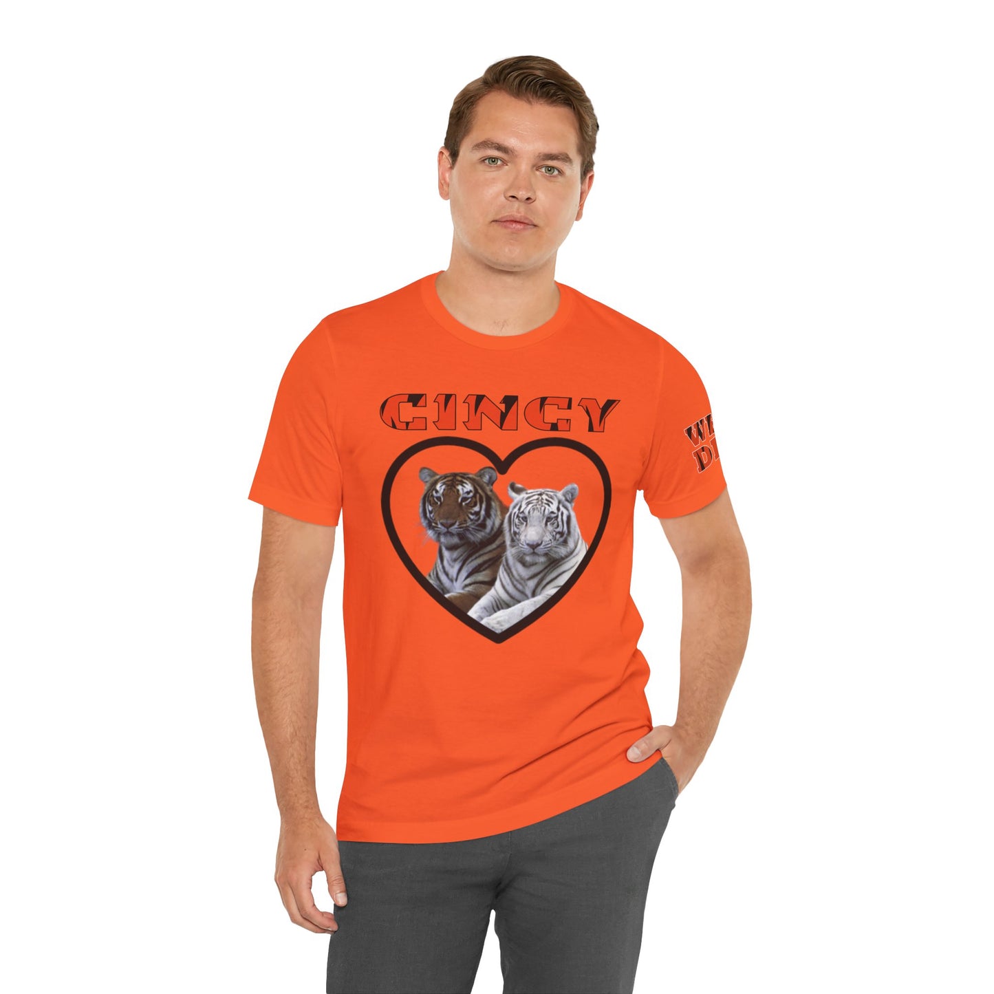Cincy Cat Lover Unisex Tee - Bold Orange Animal Print Shirt