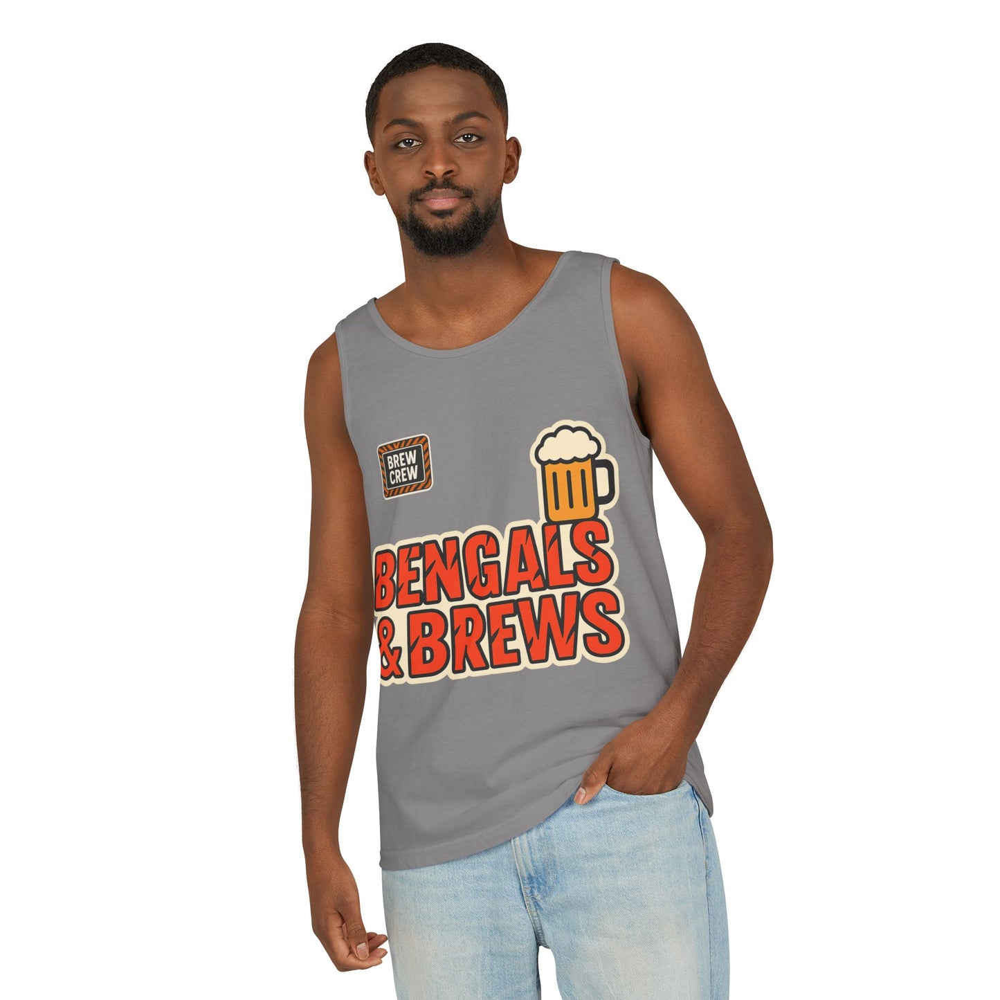 Bengals & Brews Tank Top | Unisex Garment-Dyed Sportswear, Beer Lover Gift, Game Day Apparel, Summer Party Top, Casual Wear