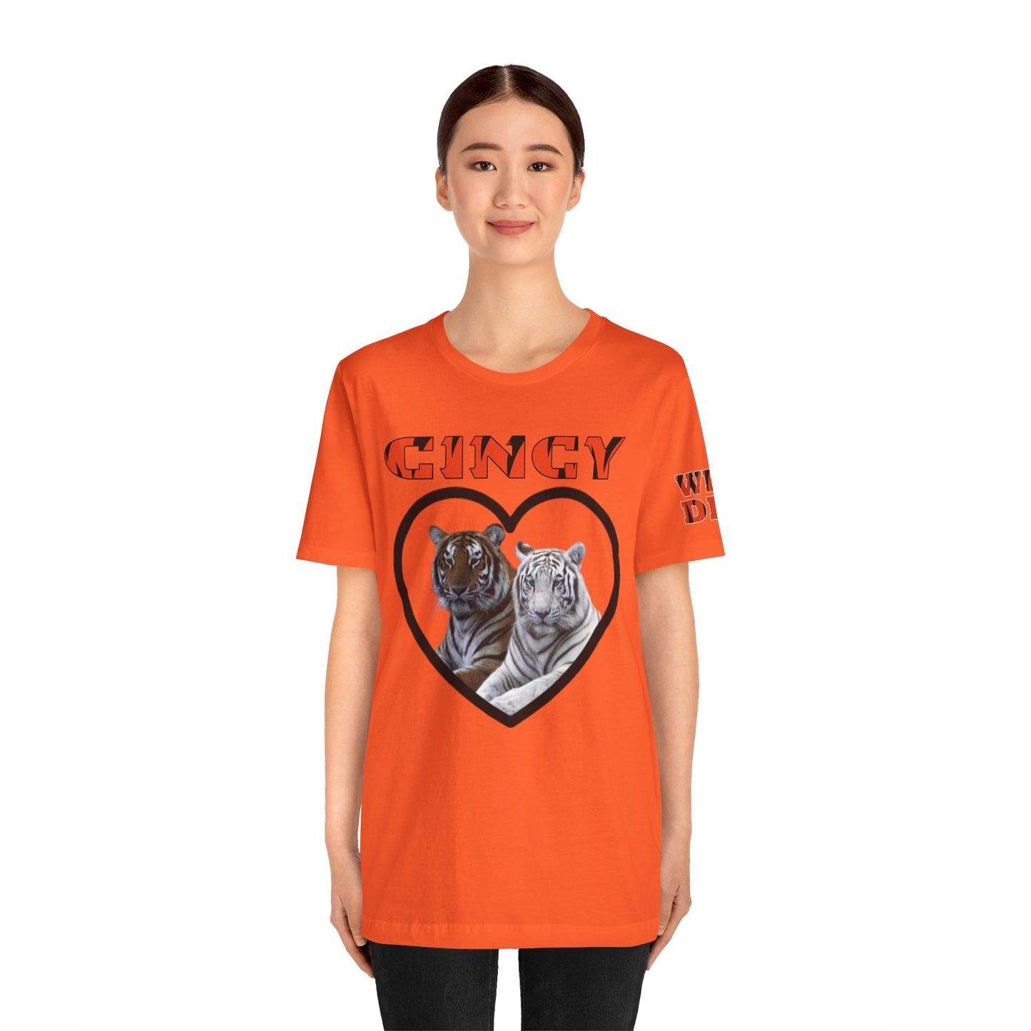 Cincy Cat Lover Unisex Tee - Bold Orange Animal Print Shirt