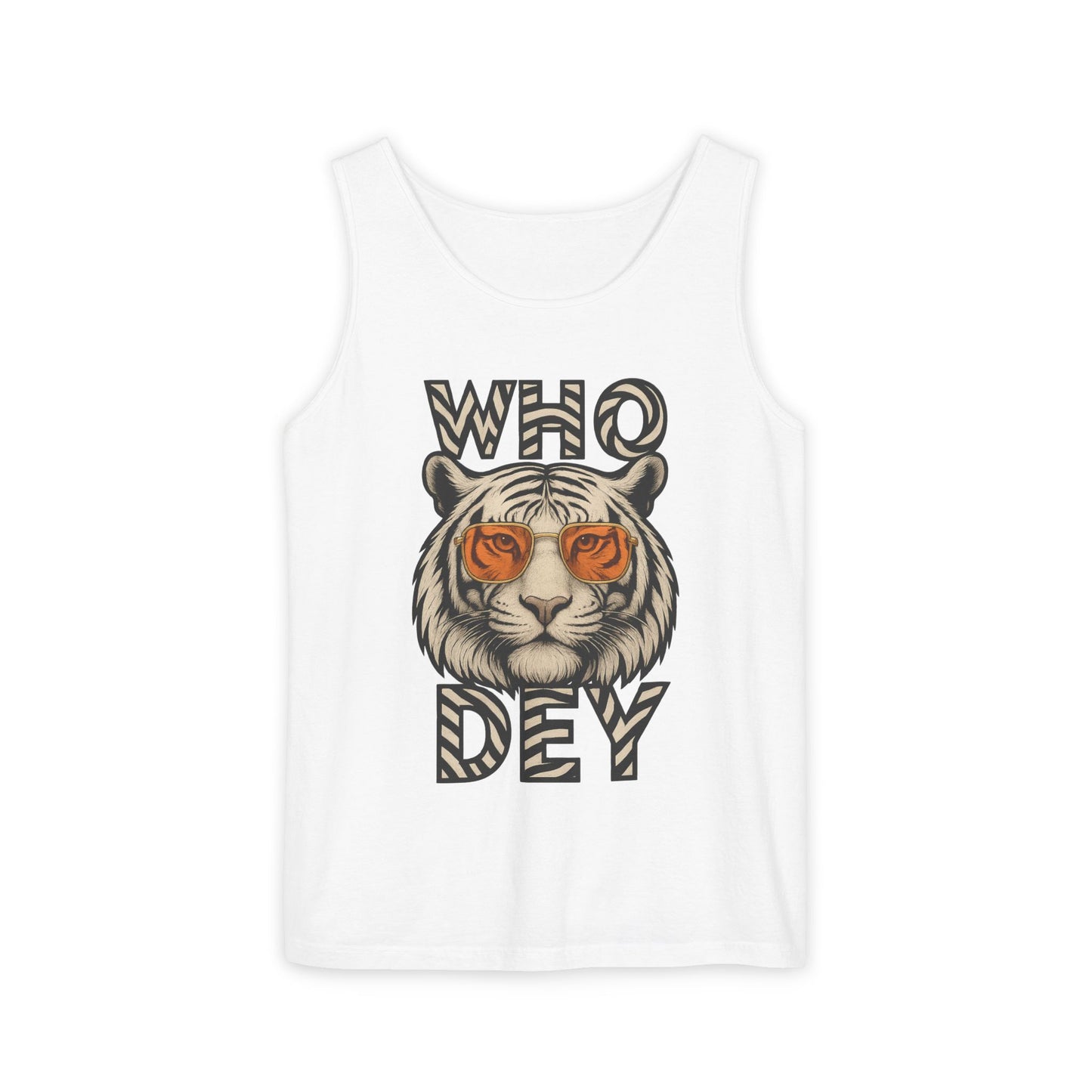 Who Dey Tiger Unisex Tank Top, Casual Summer Shirt, Gift for Sports Fans, Animal Lover's Apparel, Party Wear, Vegan Fashion