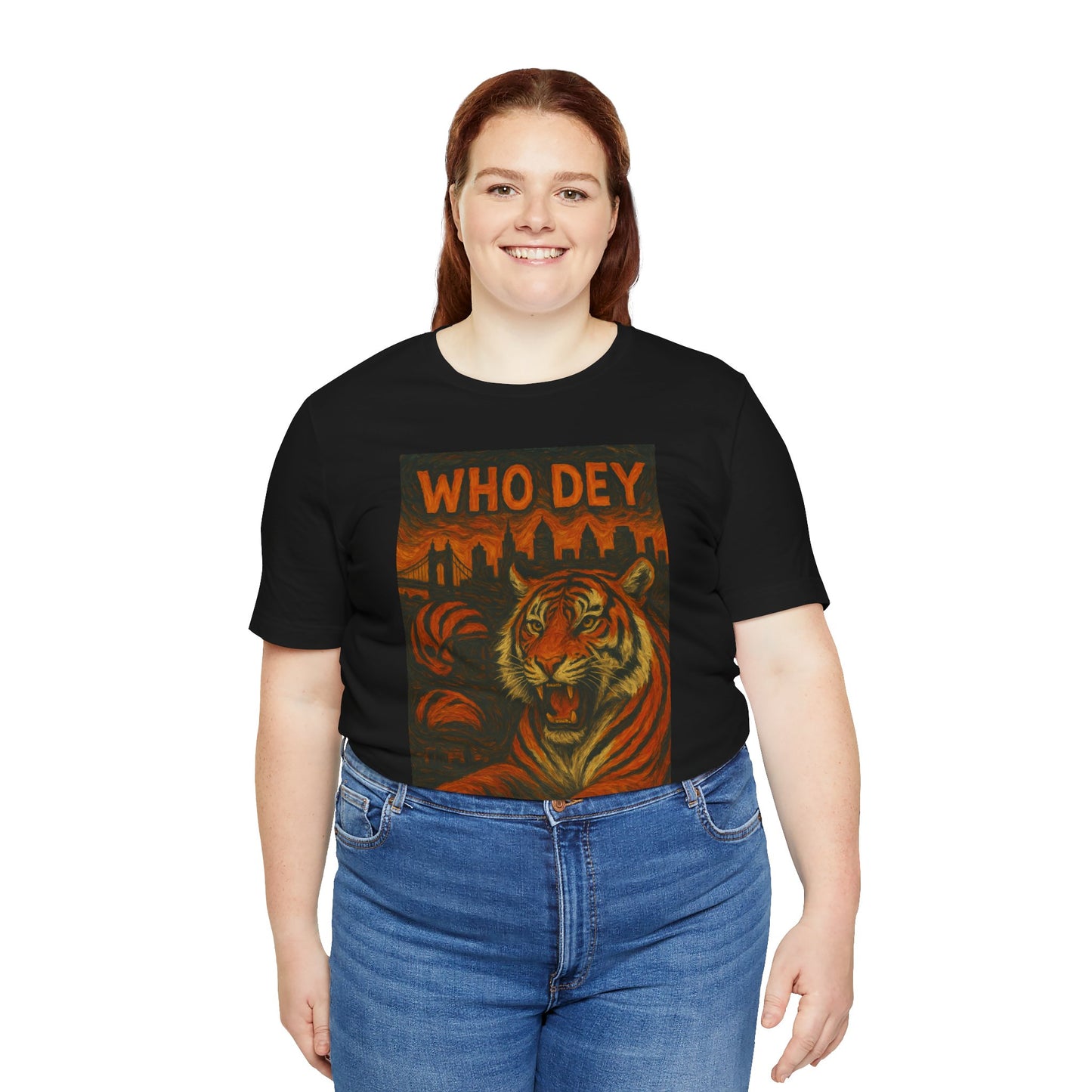 VanGogh style Tiger Graphic Tee – Who Dey, Unisex T-Shirt
