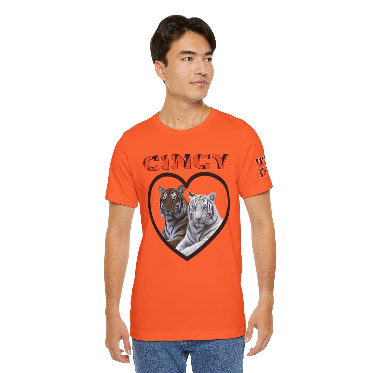 Cincy Cat Lover Unisex Tee - Bold Orange Animal Print Shirt