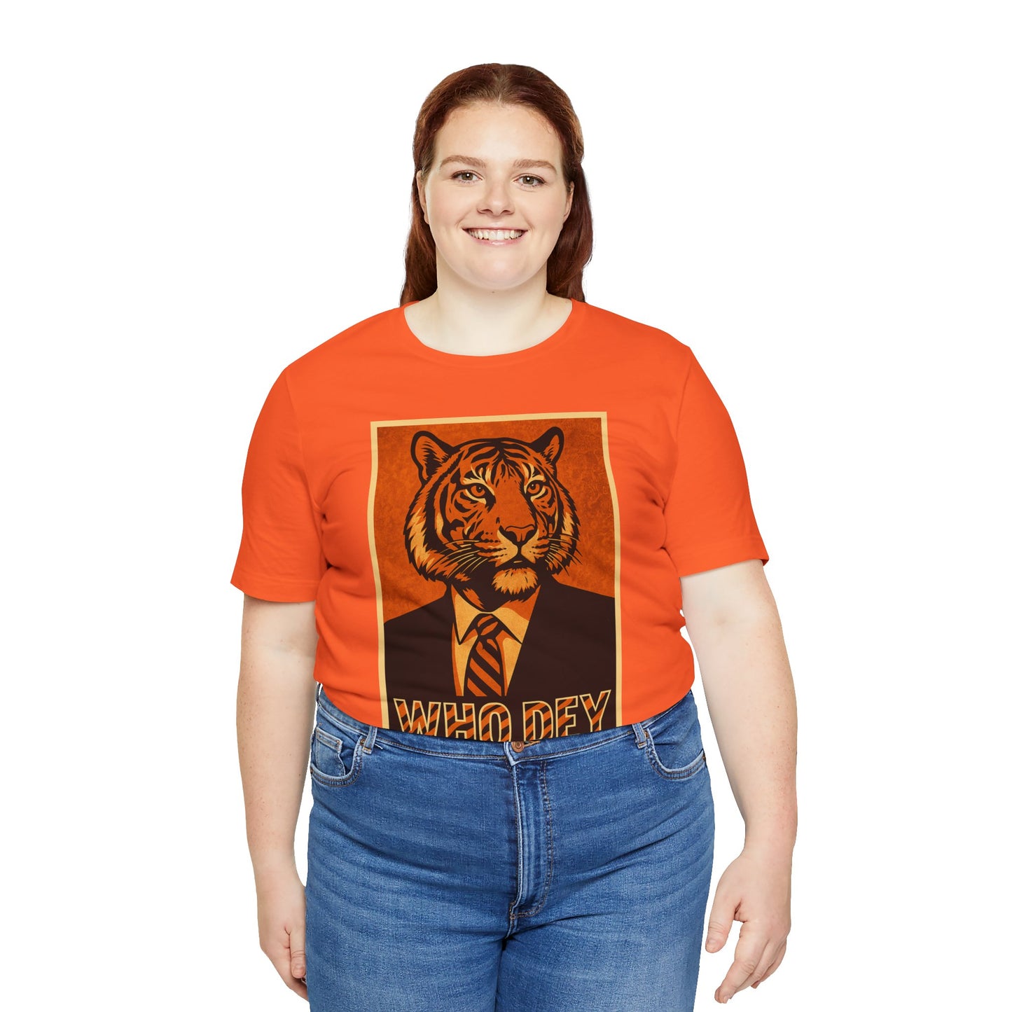 HopeTiger Graphic Tee for Game Day, Casual Wear, Statement Shirt, Unisex Orange Top, Gift for Sports Fans, Who Dey Tee