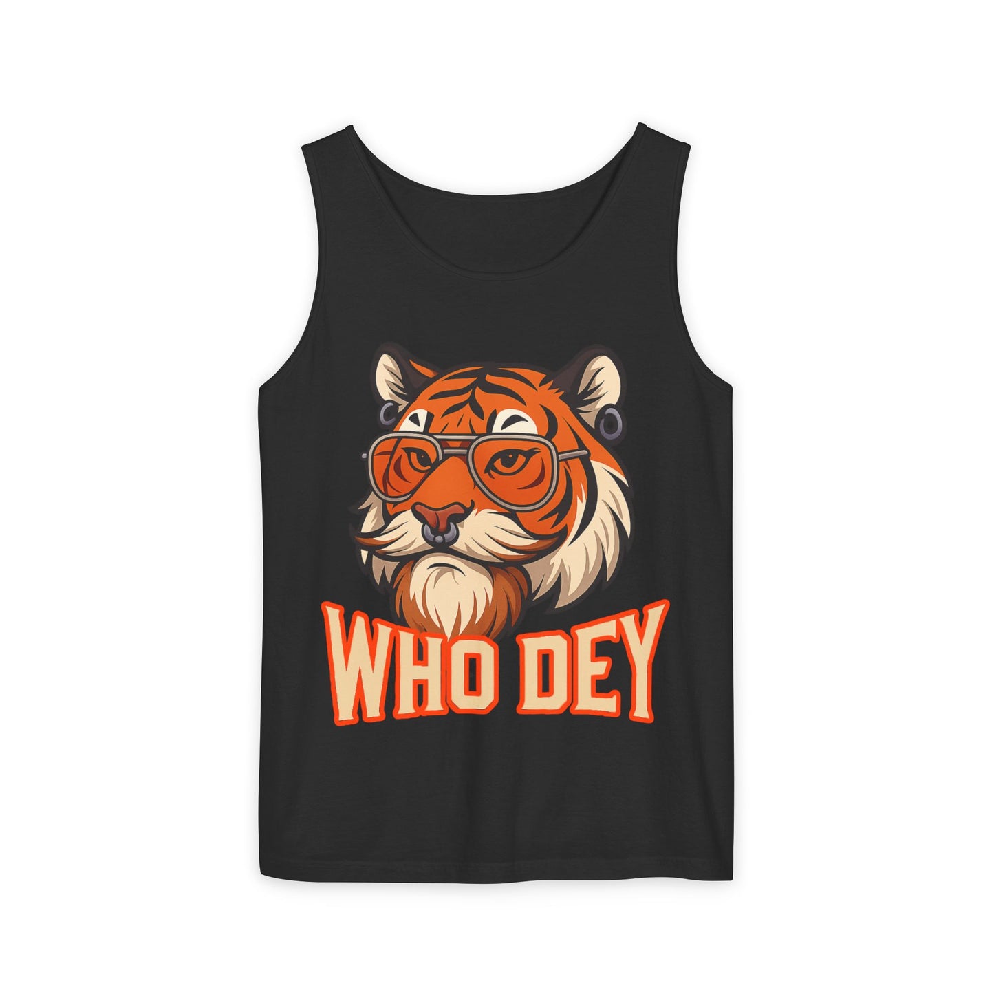 WhoDey Tiger Graphic Tank Top - Who Dey, Summer Vibes, Unisex Fashion, Festival Wear, Outdoor Activities, Gift Idea