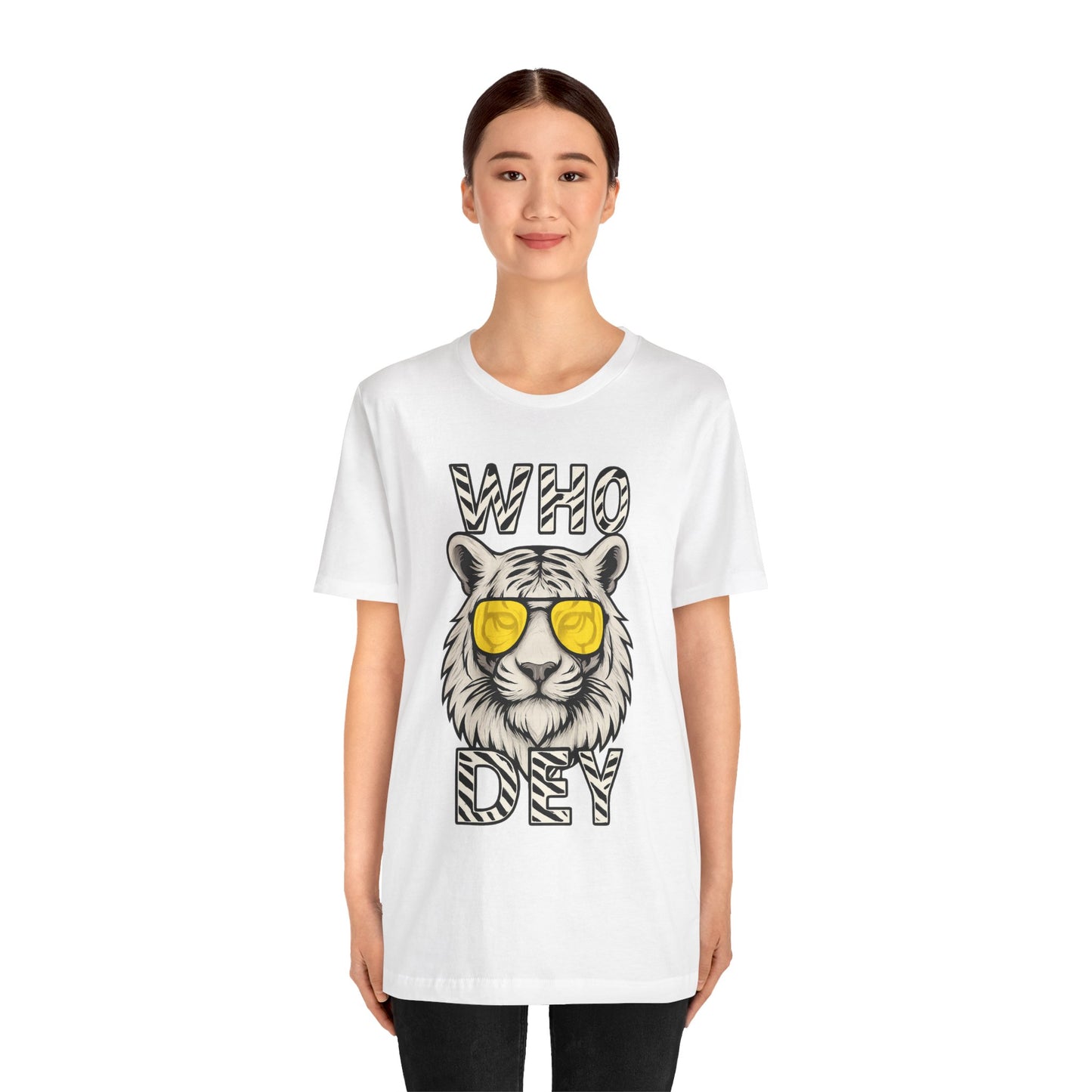 WhiteOut Bengal Tiger Graphic Who Dey Tee
