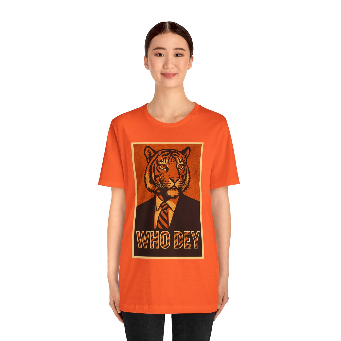 HopeTiger Graphic Tee for Game Day, Casual Wear, Statement Shirt, Unisex Orange Top, Gift for Sports Fans, Who Dey Tee