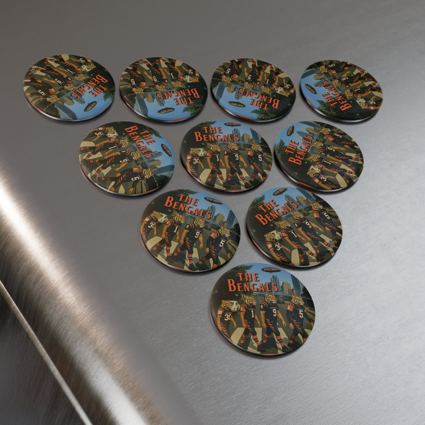The Bengals Button Magnet Set | NFL Team Fan Decor, Sports Souvenirs, Game Day Gifts, Home & Office Accessories, Round Magnet