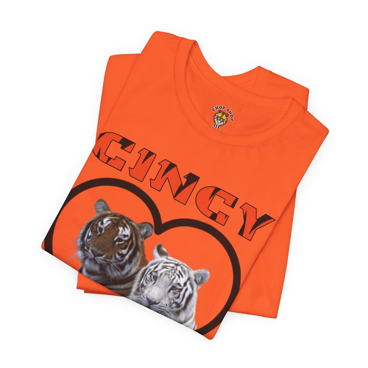 Cincy Cat Lover Unisex Tee - Bold Orange Animal Print Shirt