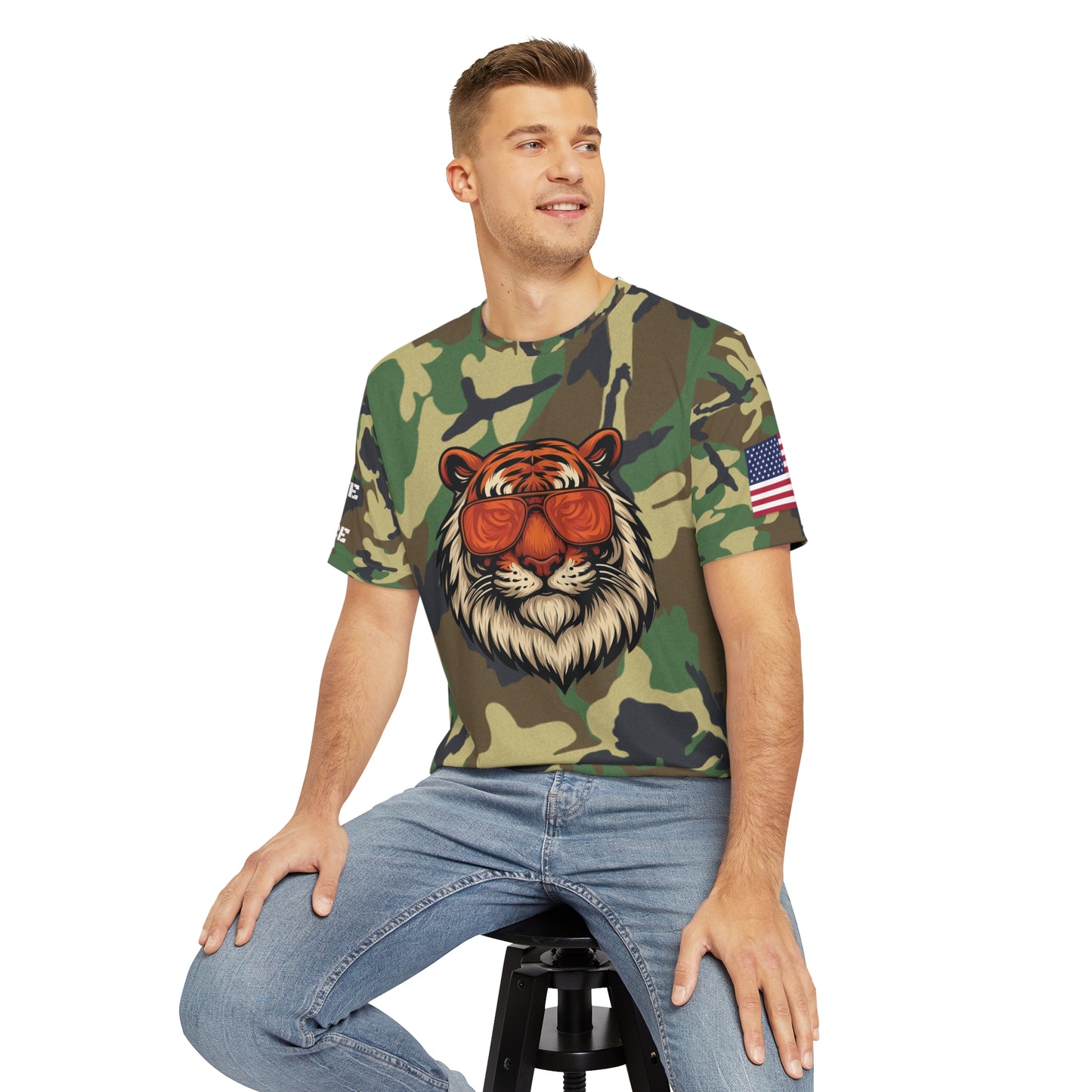 Salute to Service Cool Tiger Camo Tee - Stylish Casual Wear with American Flag