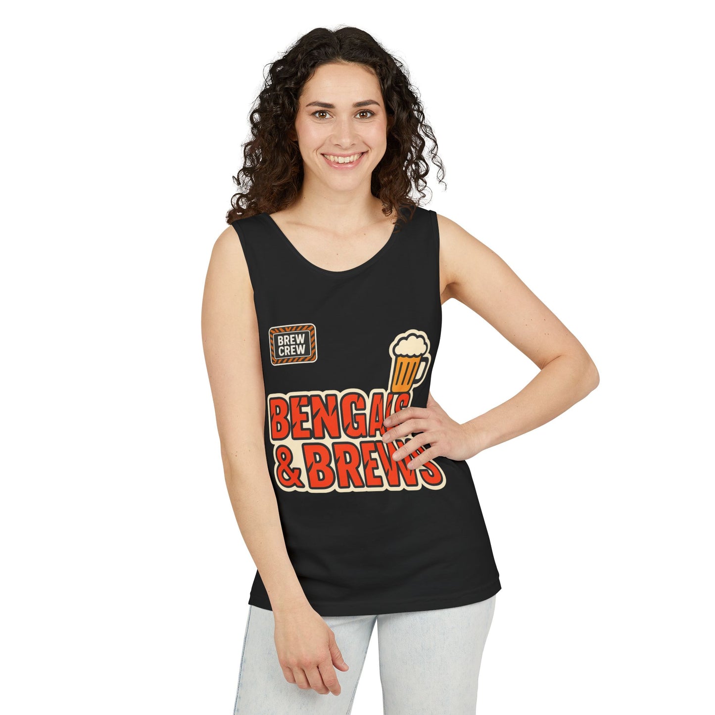 Bengals & Brews Tank Top | Unisex Garment-Dyed Sportswear, Beer Lover Gift, Game Day Apparel, Summer Party Top, Casual Wear
