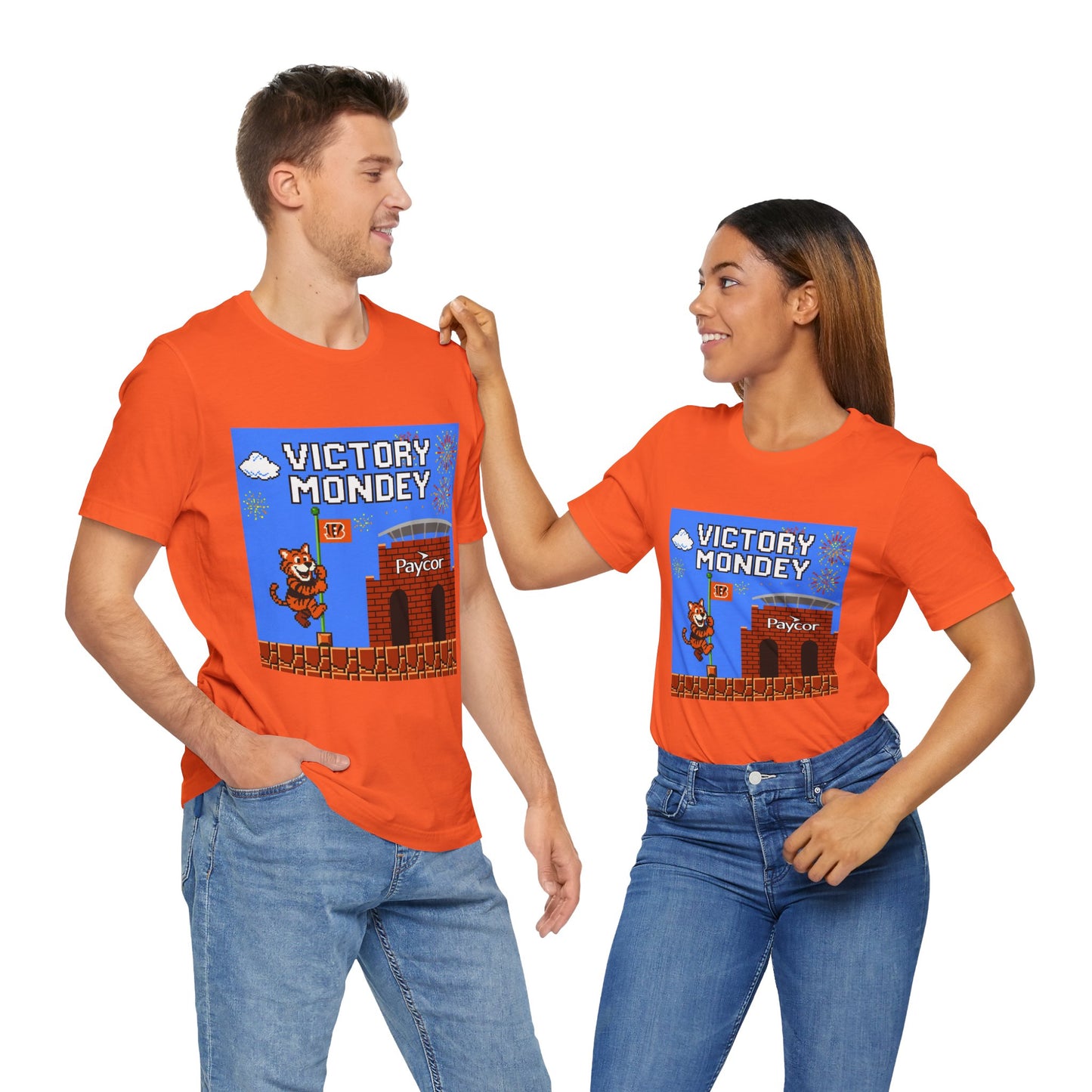 Victory Monday Tee, Unisex Tee for Football Fans, Gamer Gift, Sports Day Shirt, Fun Casual Wear, Orange Graphic T-Shirt