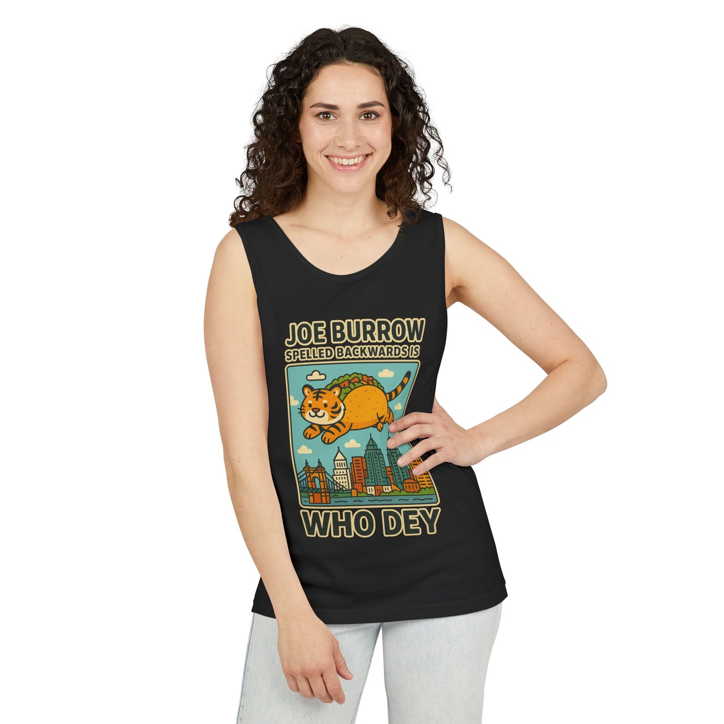 Taco Joe Sports Tank Top - Joe Burrow Who Dey Cat Design, Unisex Casual Wear, Game Day Outfit, Gift for Fans
