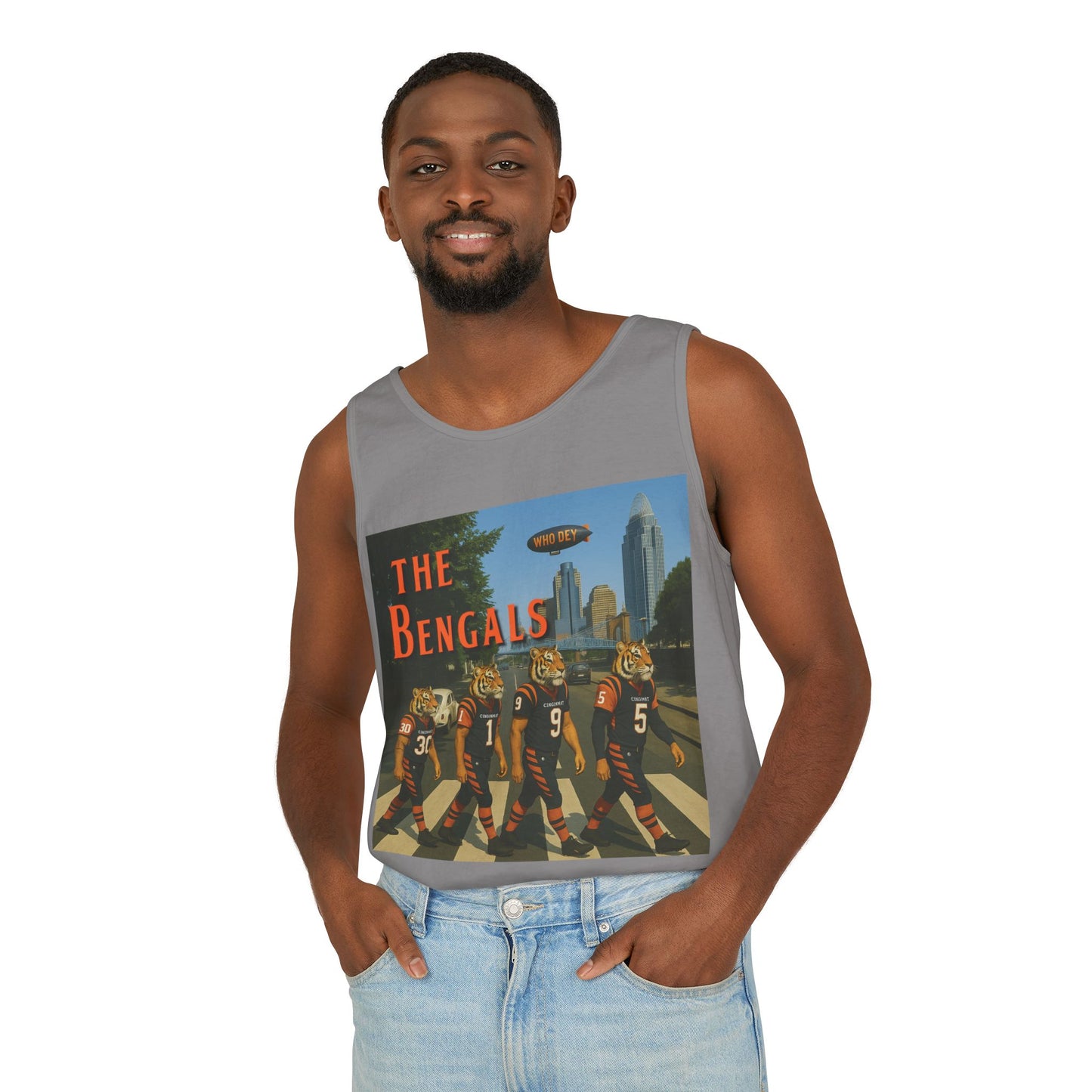Cincinnati Bengals Retro Tank Top | Unisex Garment-Dyed Shirt for Game Day, Sports Collectors, Summer Wear, Gift for Fans