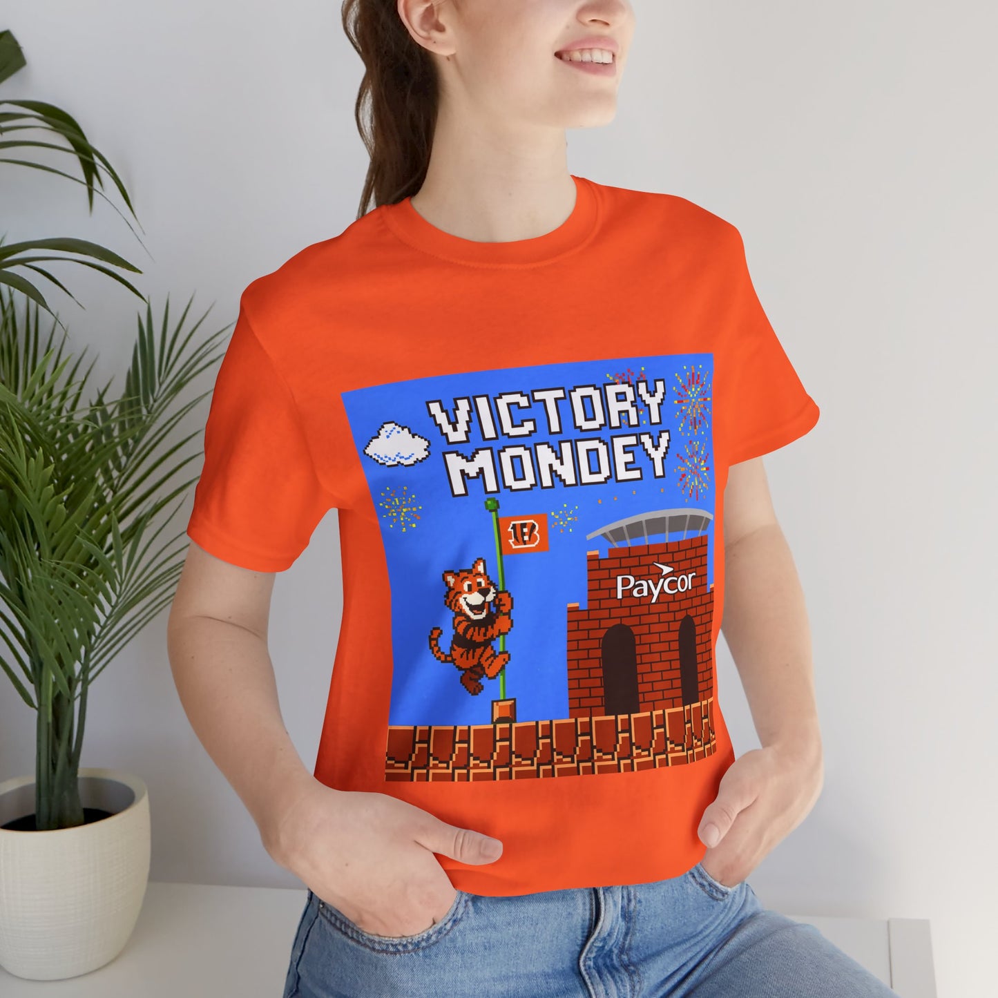 Victory Monday Tee, Unisex Tee for Football Fans, Gamer Gift, Sports Day Shirt, Fun Casual Wear, Orange Graphic T-Shirt