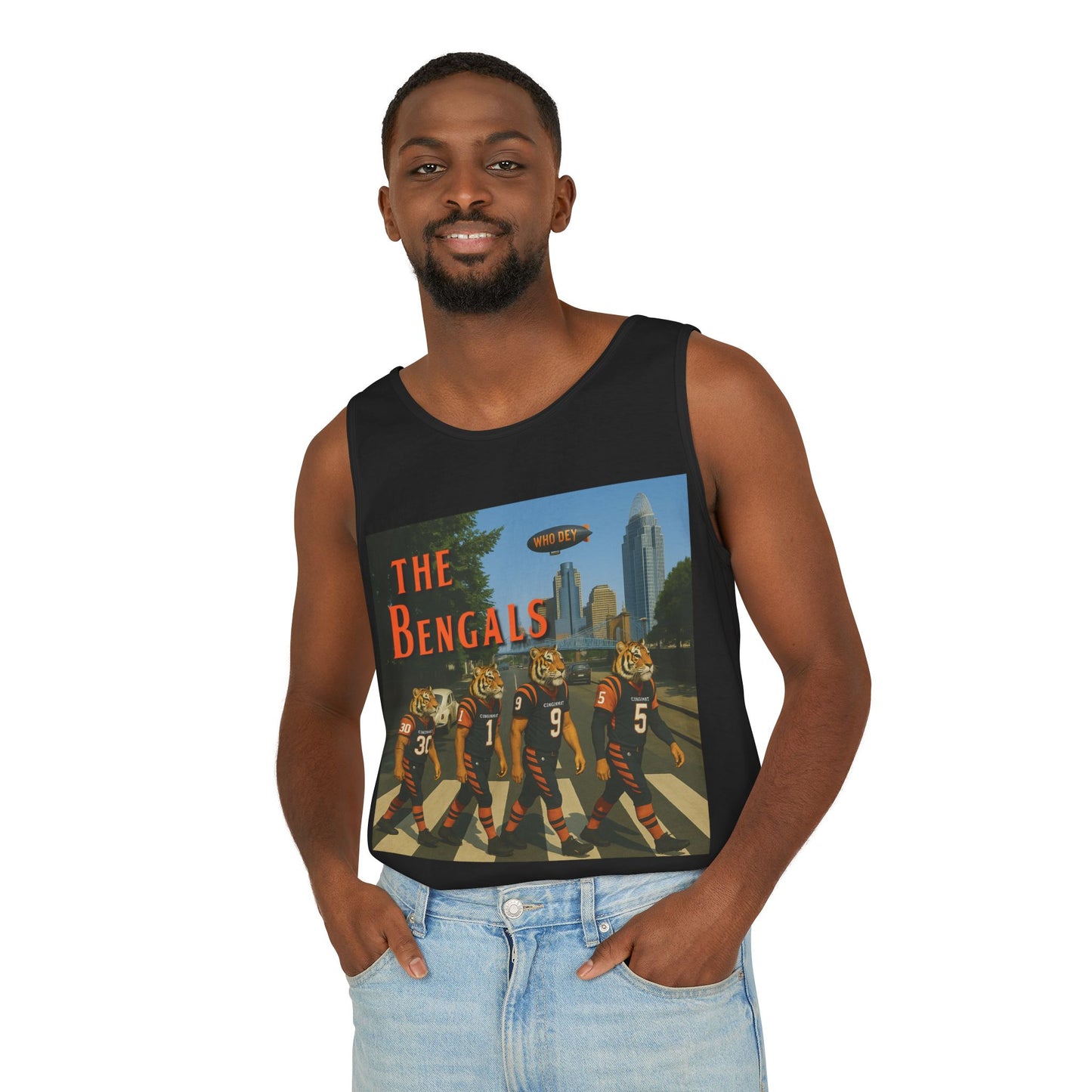 Cincinnati Bengals Retro Tank Top | Unisex Garment-Dyed Shirt for Game Day, Sports Collectors, Summer Wear, Gift for Fans